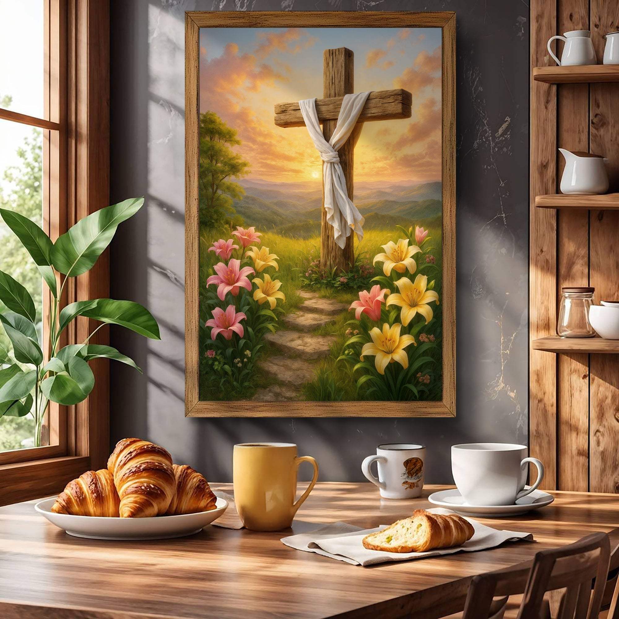 Cross and Flowers Faith Wall Art II - Image 2