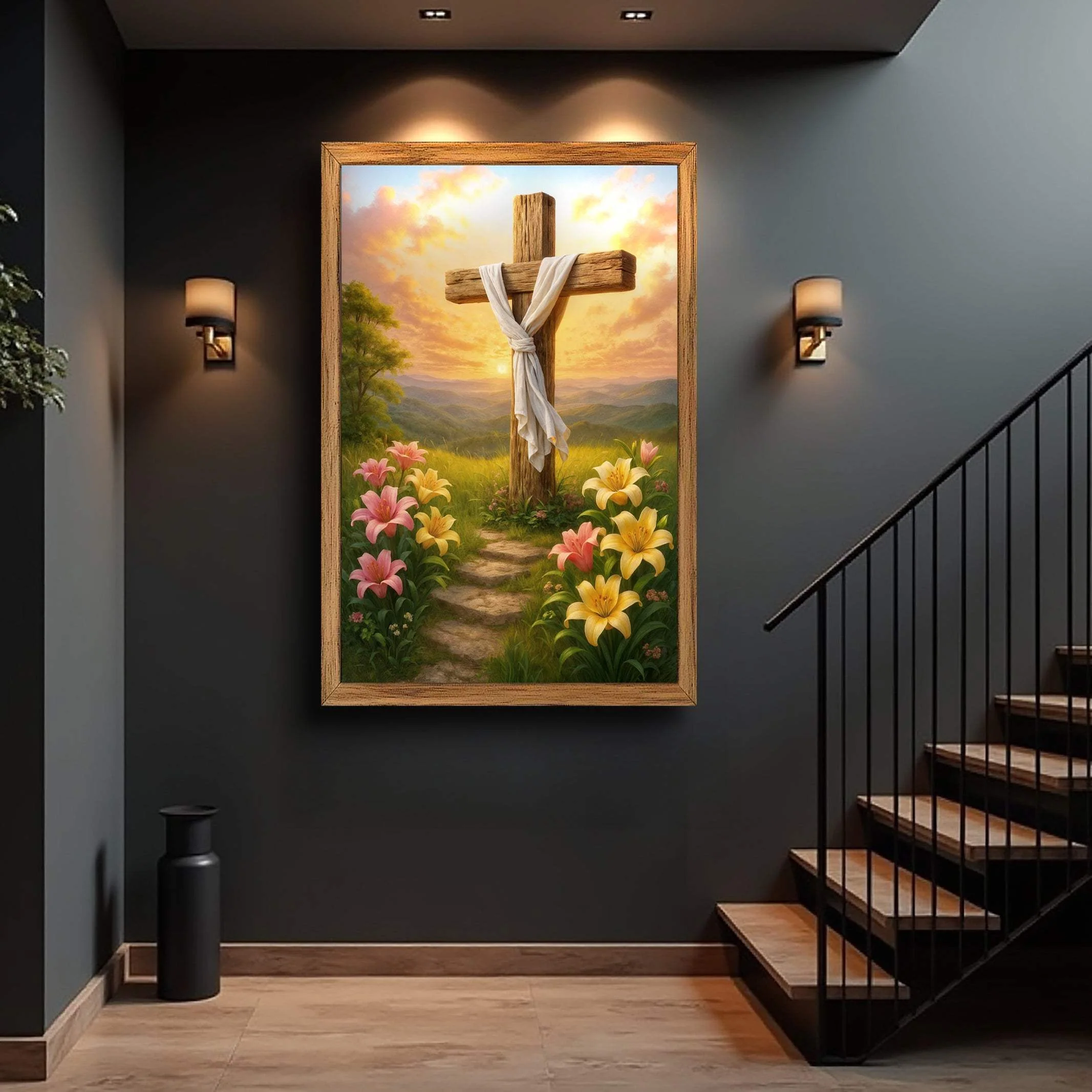 Cross and Flowers Faith Wall Art II - Image 4