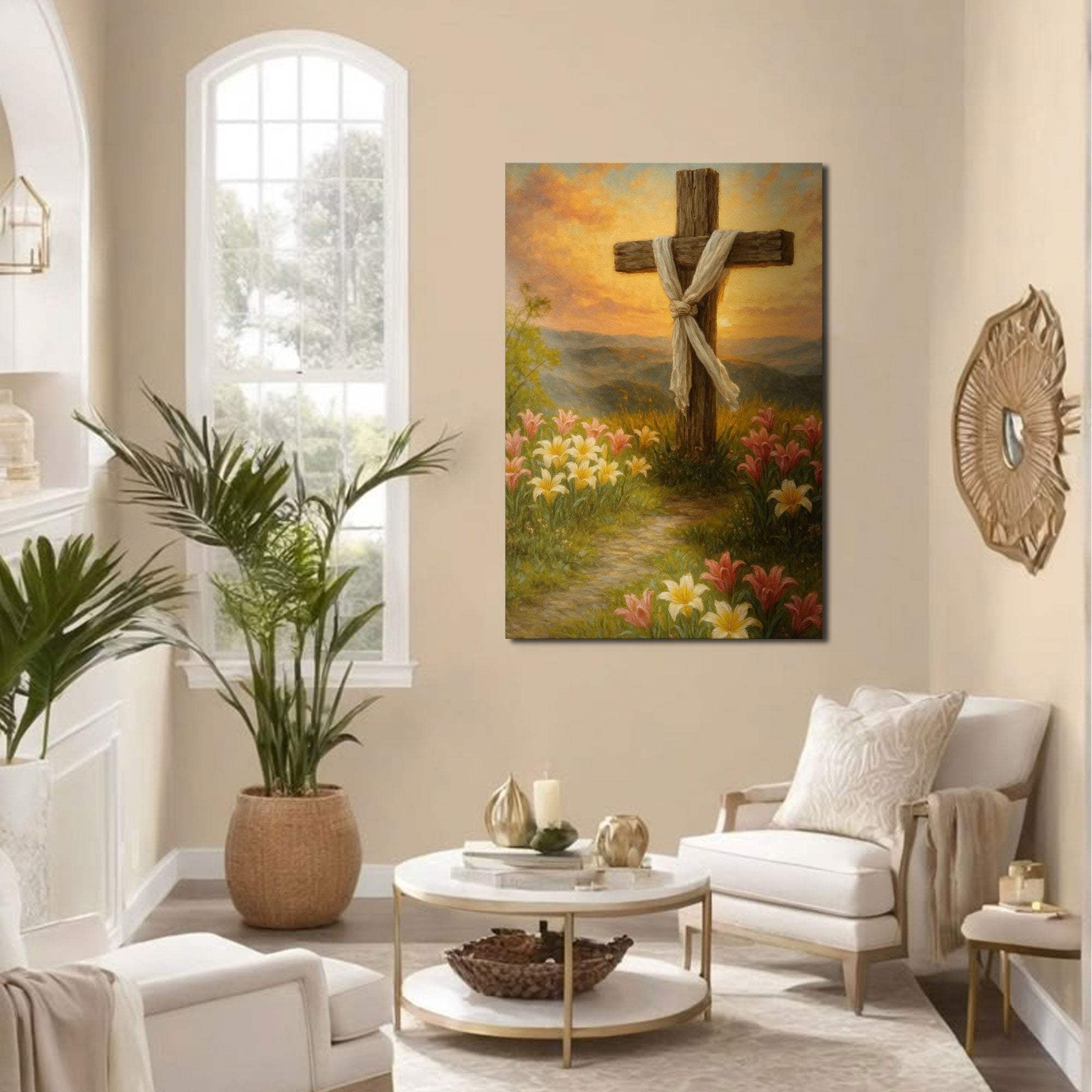 Cross and Flowers Faith Wall Art III - Image 3