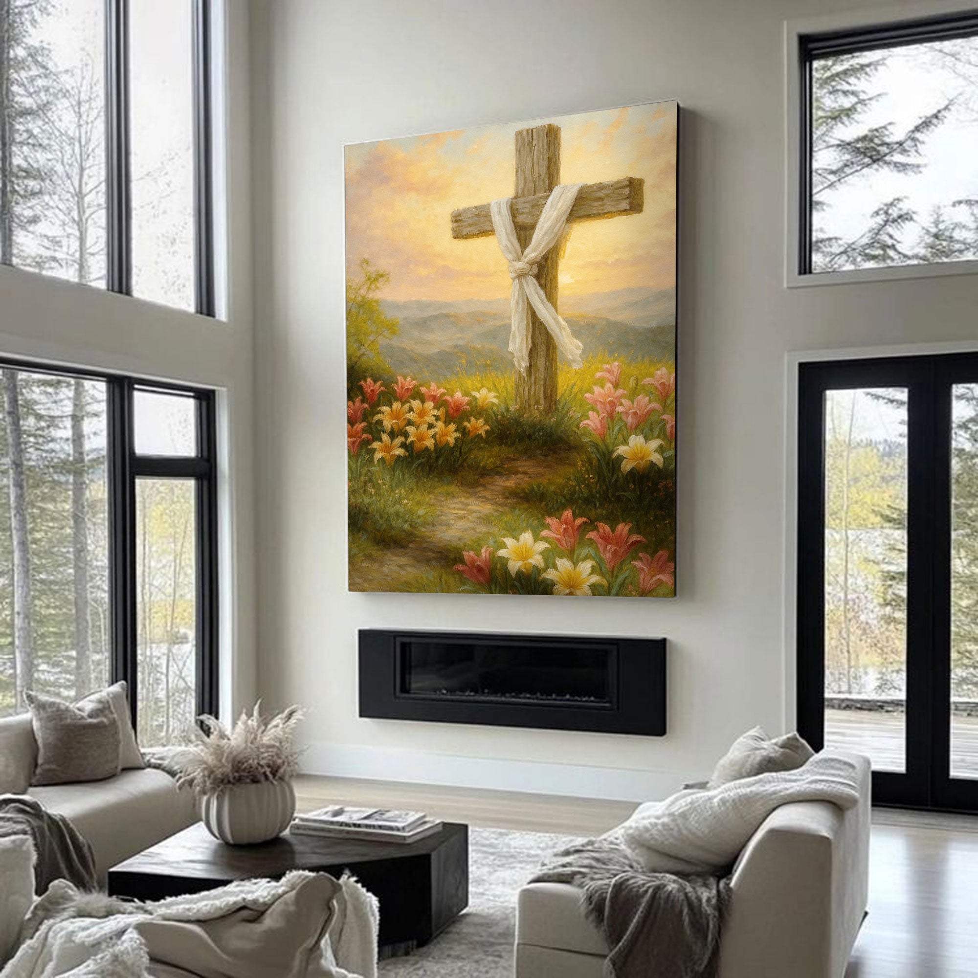 Cross and Flowers Faith Wall Art III - Image 4