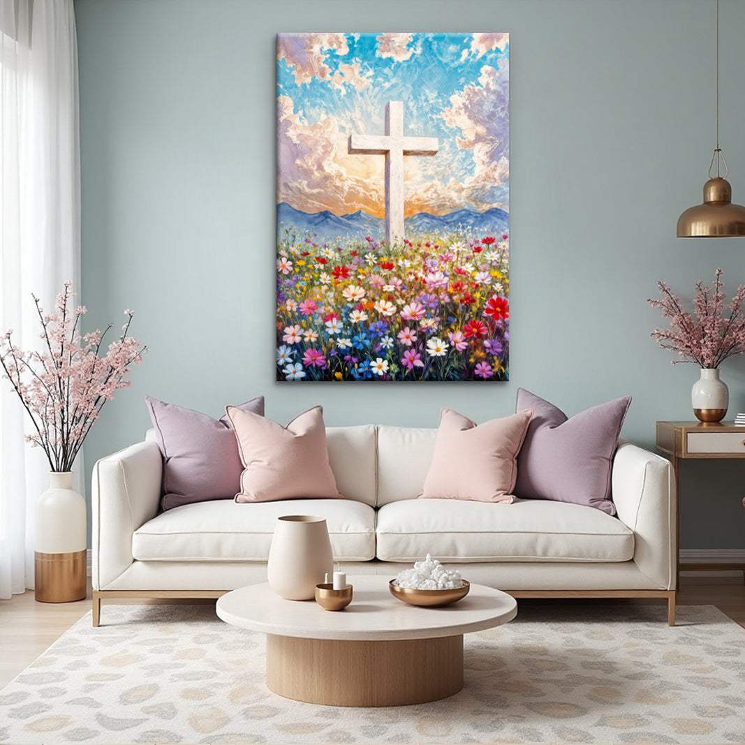 Cross Floral Field Faith Wall Art II - Image 2