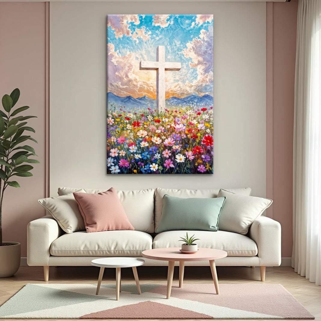 Cross Floral Field Faith Wall Art II - Image 5
