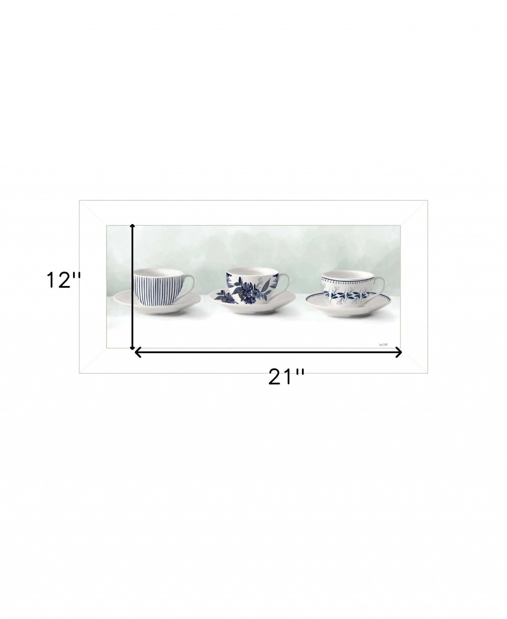 Cups and Saucers 1 White Framed Print Wall Art - Image 5