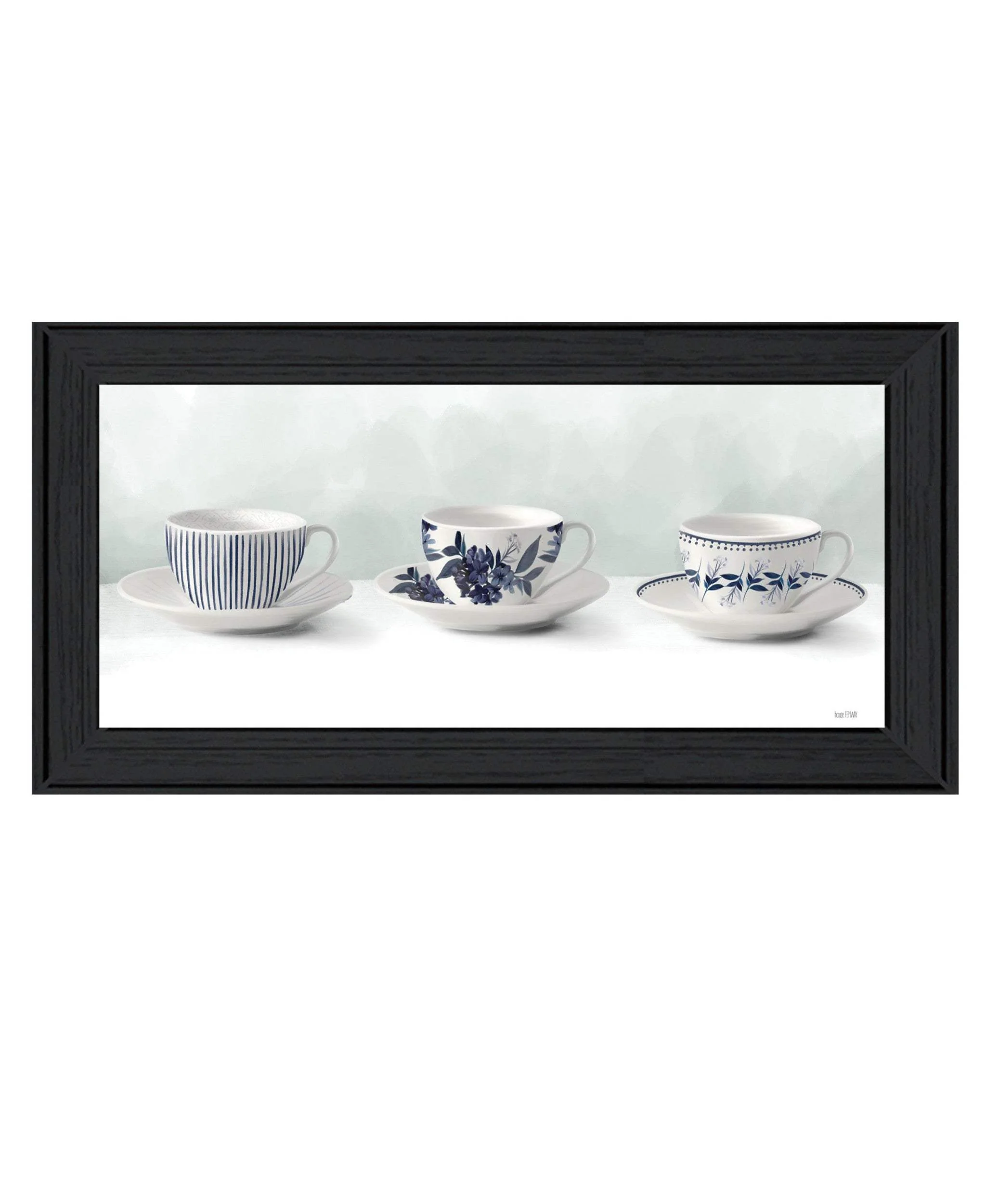 Cups and Saucers 2 Black Framed Print Wall Art - Image 2