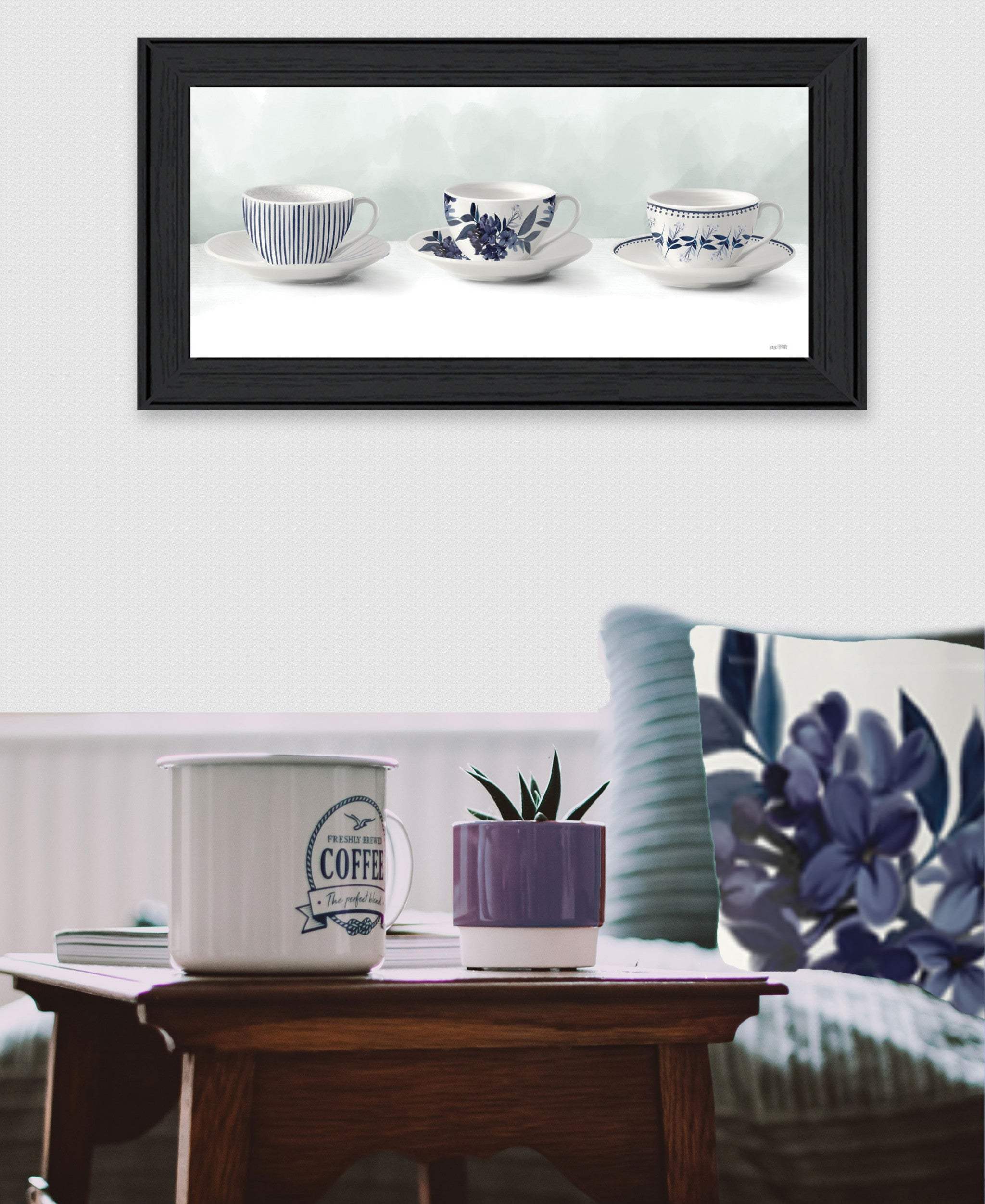 Cups and Saucers 2 Black Framed Print Wall Art - Image 5