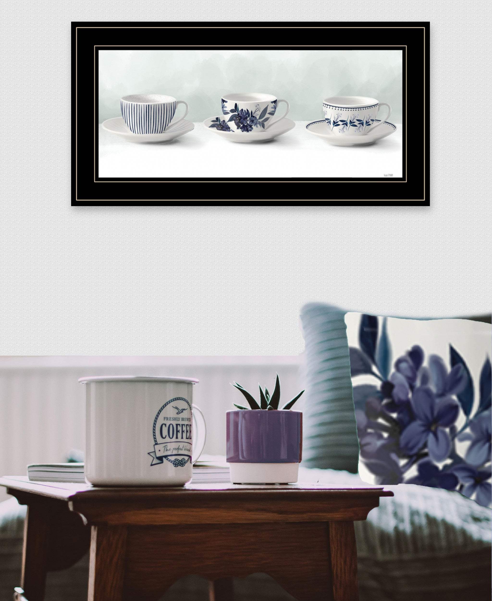 Cups and Saucers 3 Black Framed Print Wall Art - Image 7