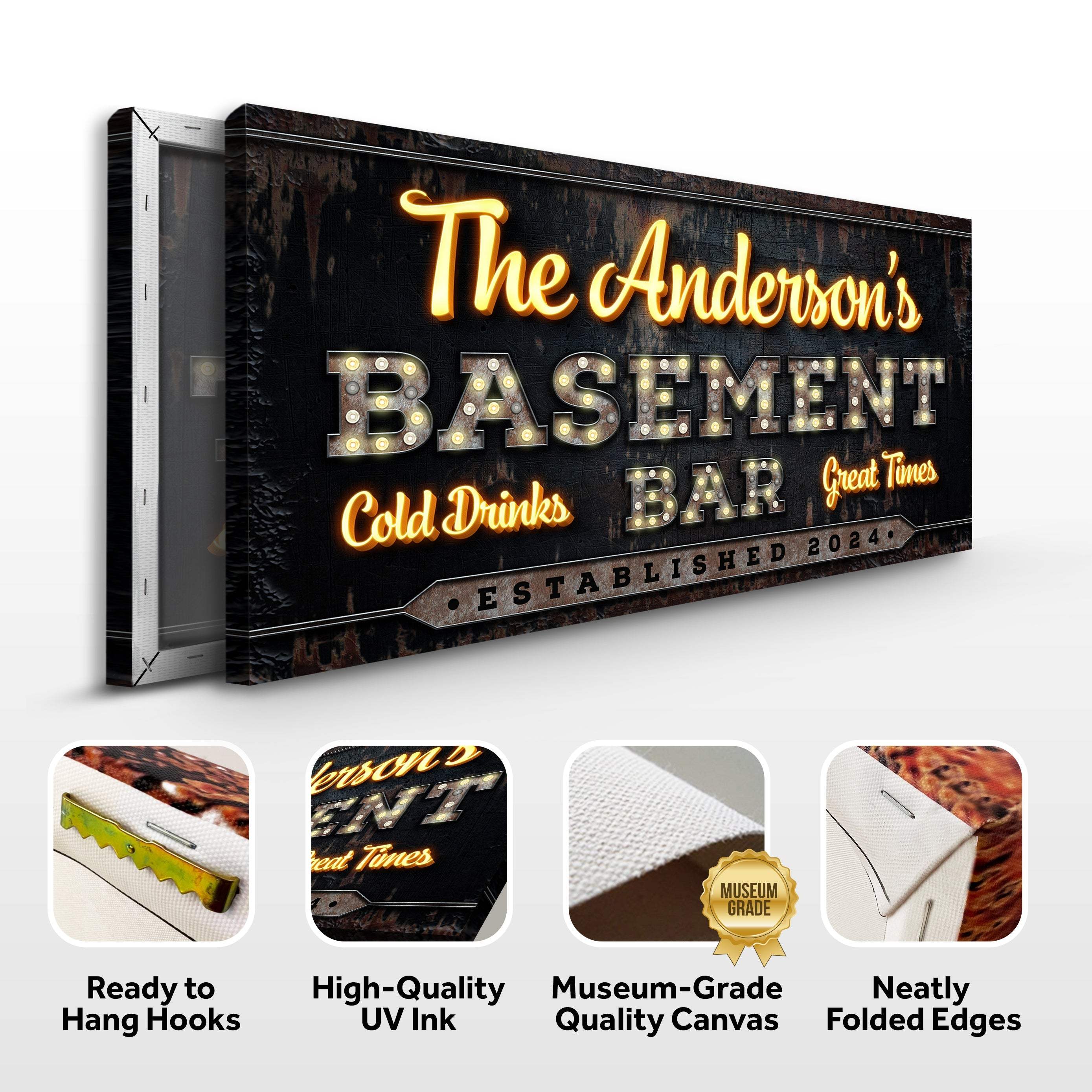 Custom Vintage Rust Basement Bar Sign III - Image 4