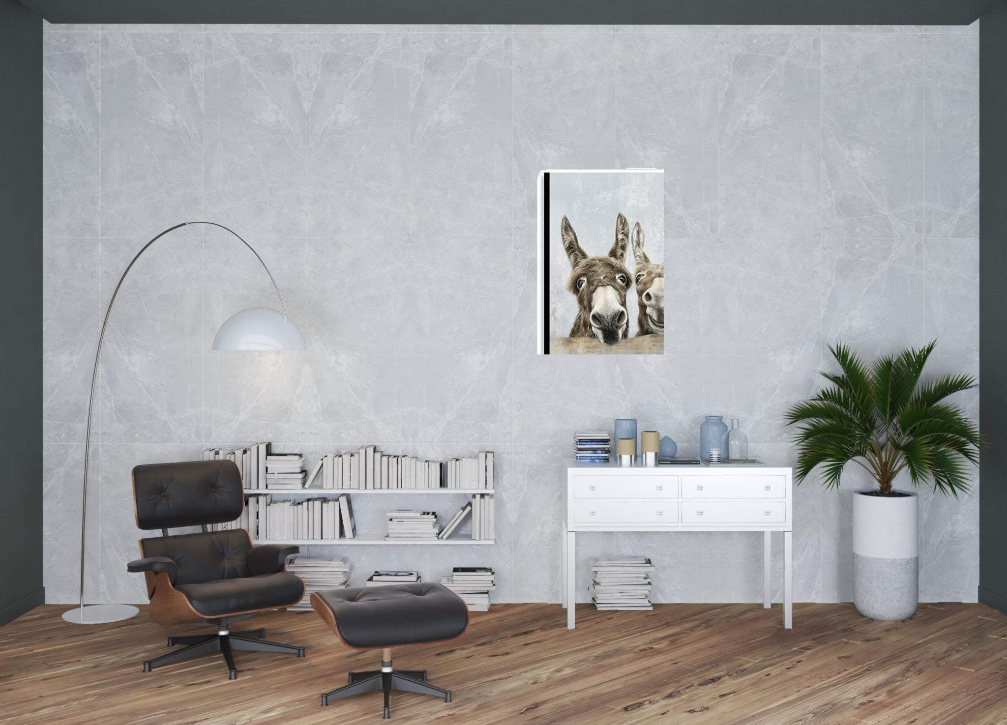 Cute Donkeys Canvas Unframed Print Wall Art - Image 3