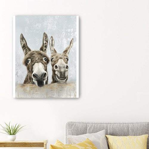 Cute Donkeys Canvas Unframed Print Wall Art - Image 4