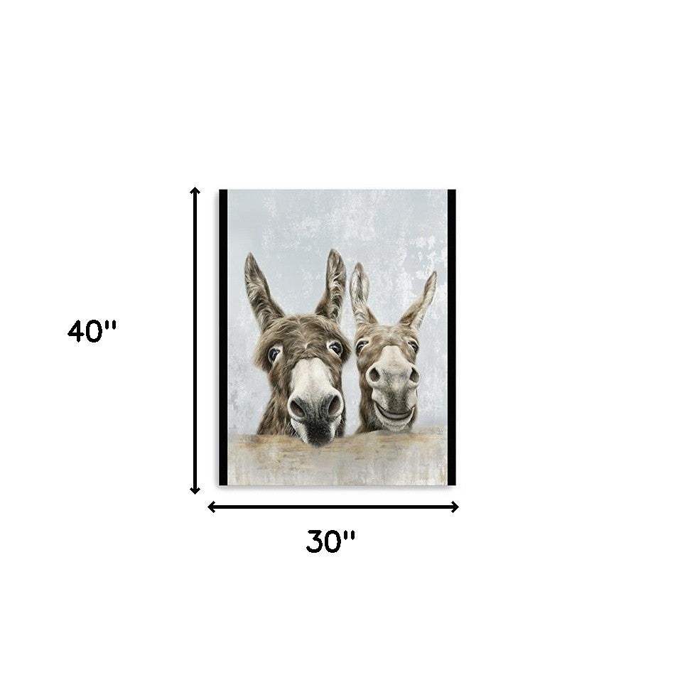 Cute Donkeys Canvas Unframed Print Wall Art - Image 5