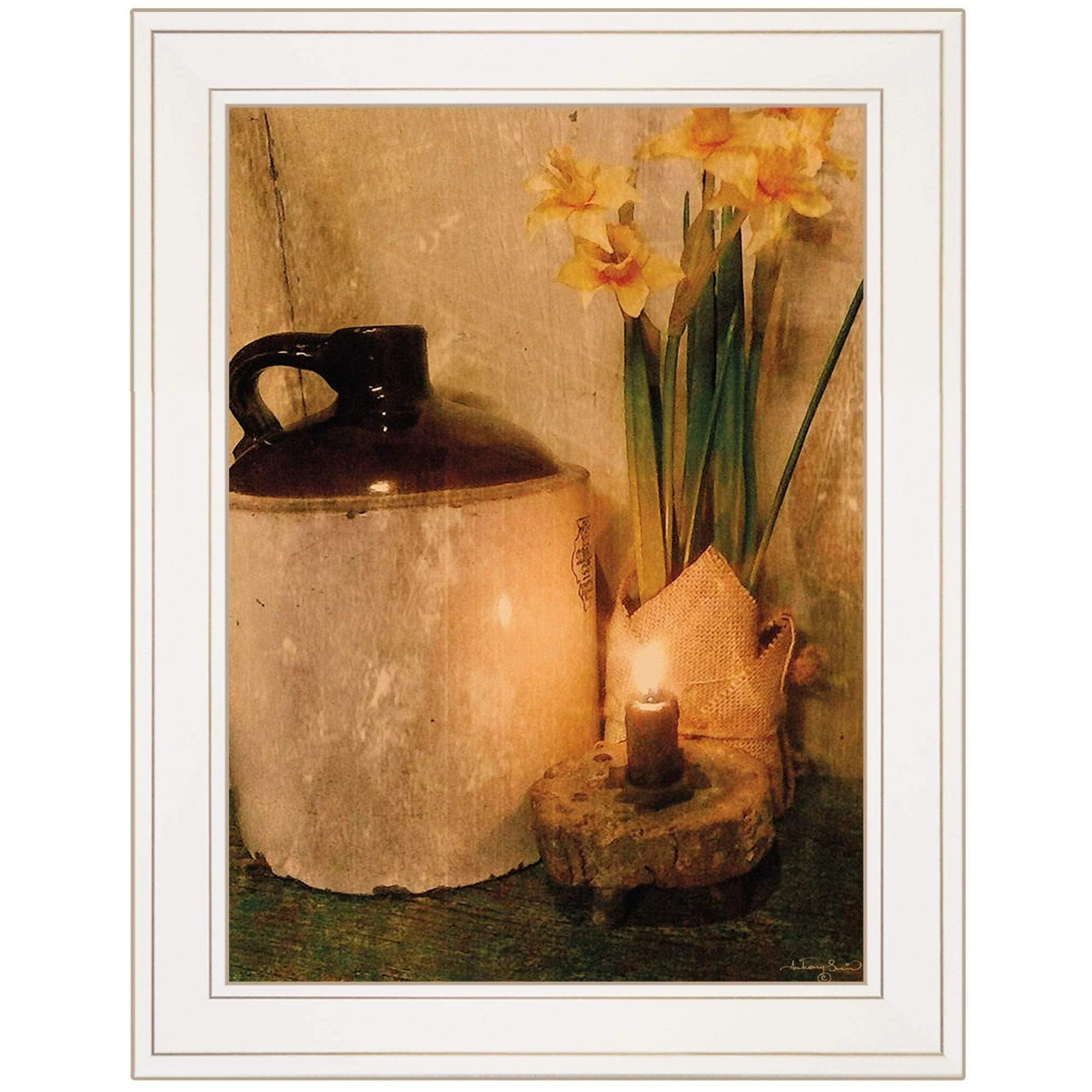 Daffodils 1 White Framed Print Wall Art - Image 2
