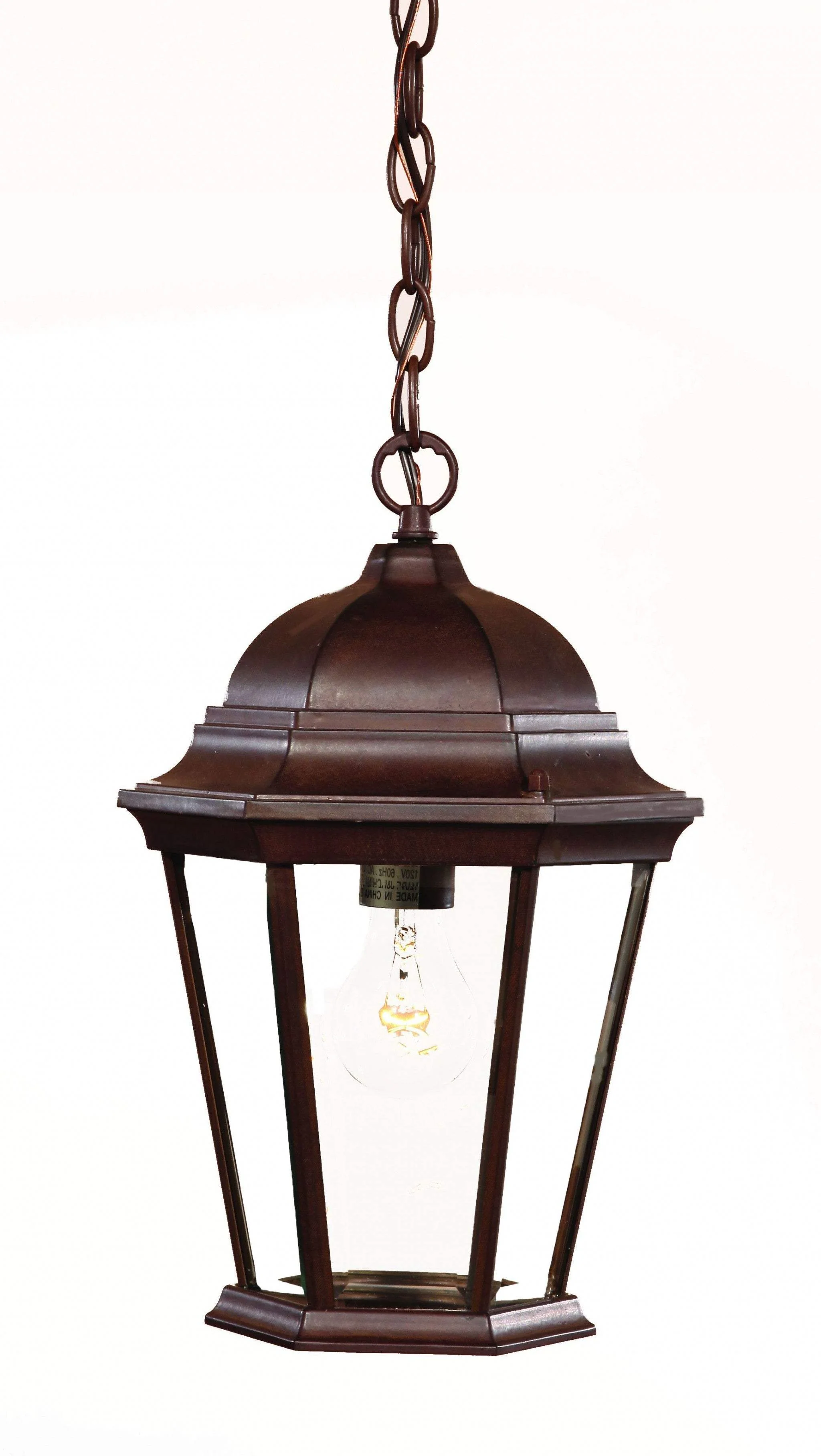 Dark Brown Domed Glass Lantern Hanging Light - Image 3