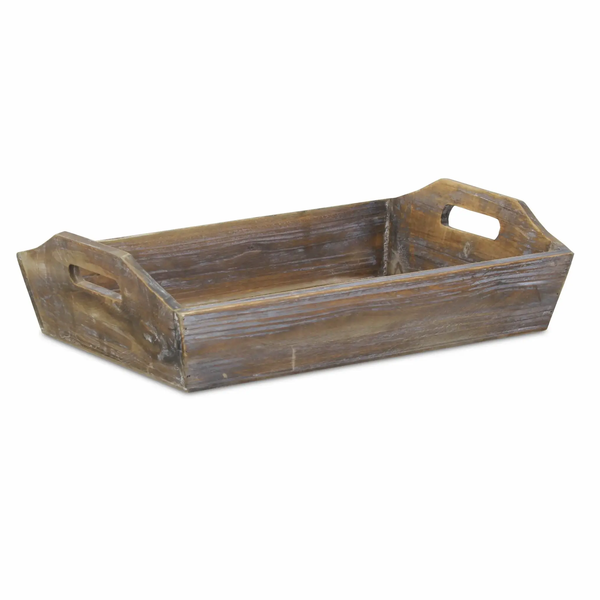 Dark Brown Finish Wood Serving Tray With Handles - Image 2