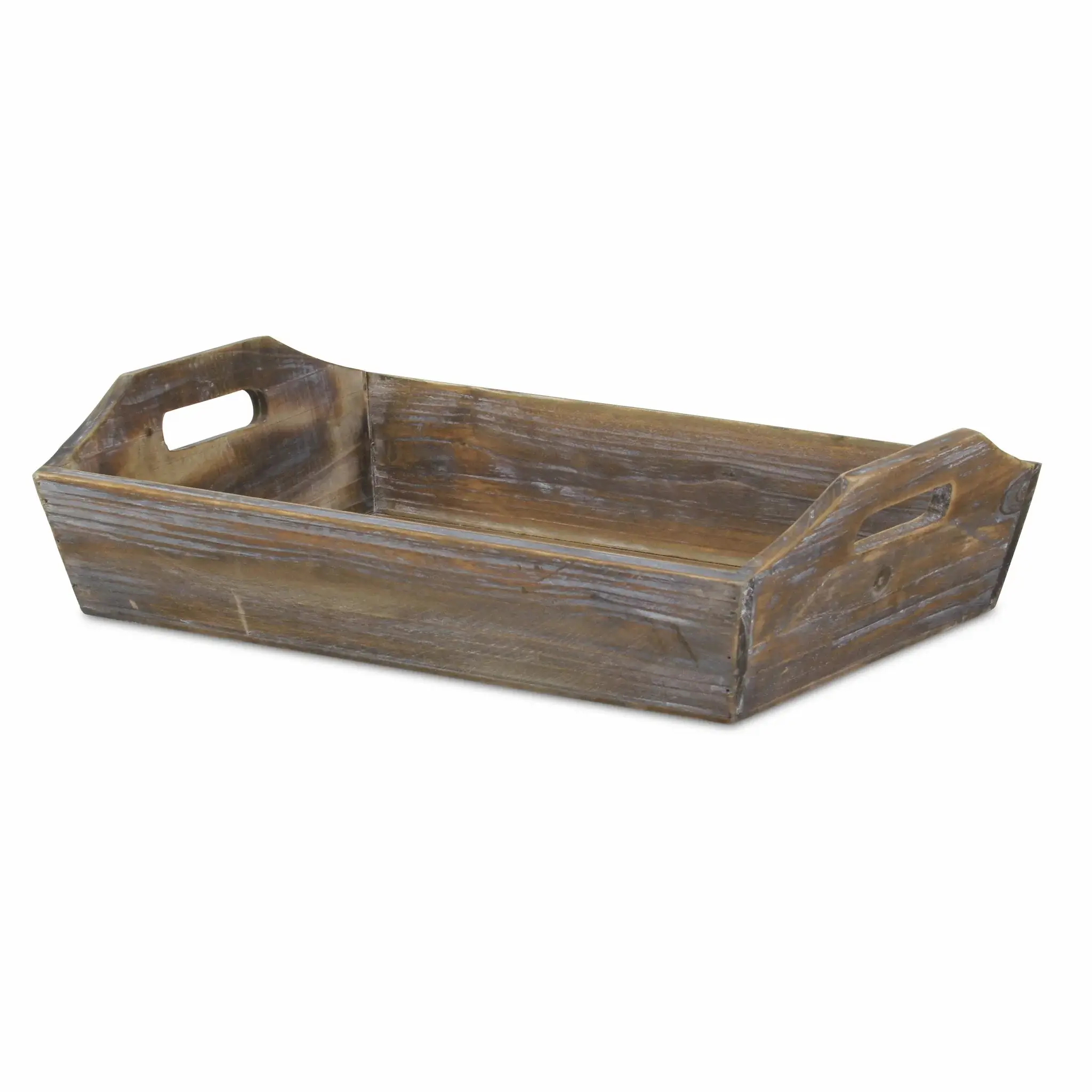 Dark Brown Finish Wood Serving Tray With Handles - Image 3