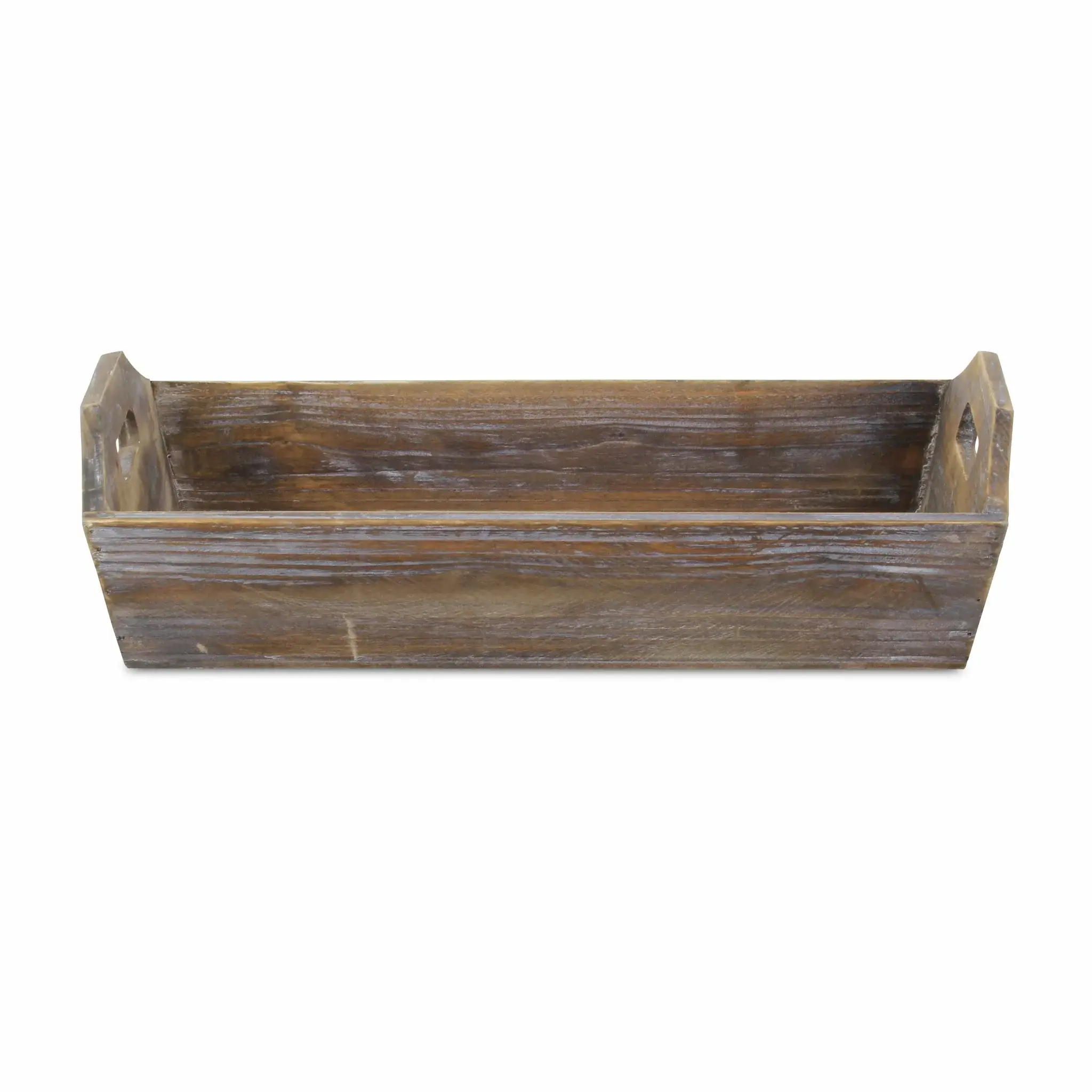 Dark Brown Finish Wood Serving Tray With Handles - Image 4