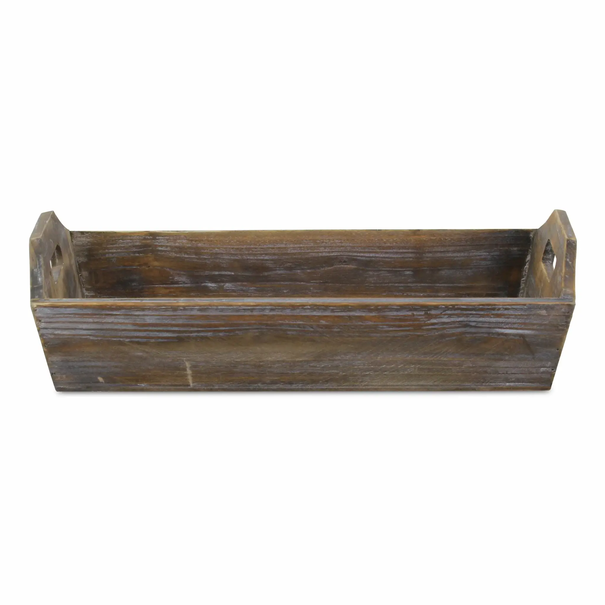 Dark Brown Finish Wood Serving Tray With Handles - Image 5
