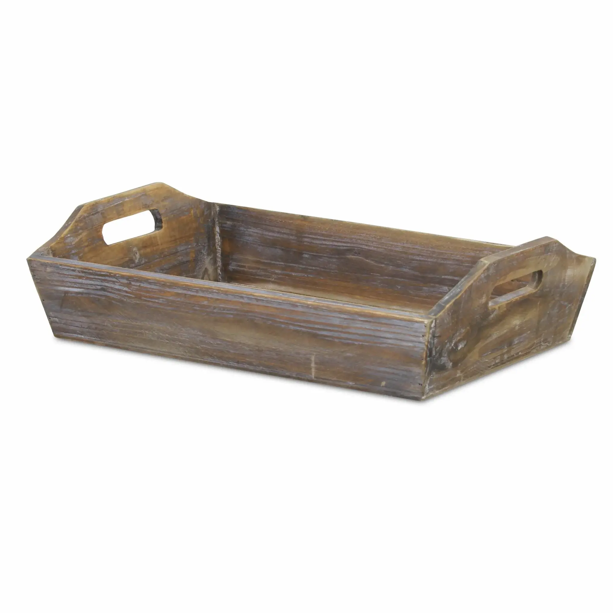 Dark Brown Finish Wood Serving Tray With Handles - Image 7