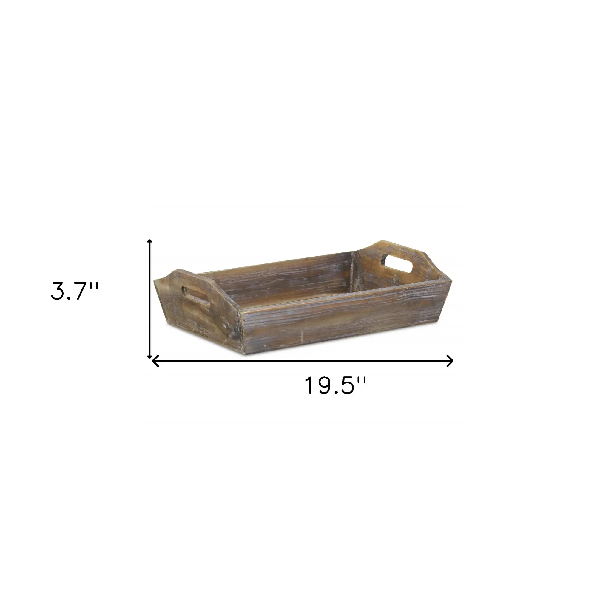 Dark Brown Finish Wood Serving Tray With Handles - Image 8