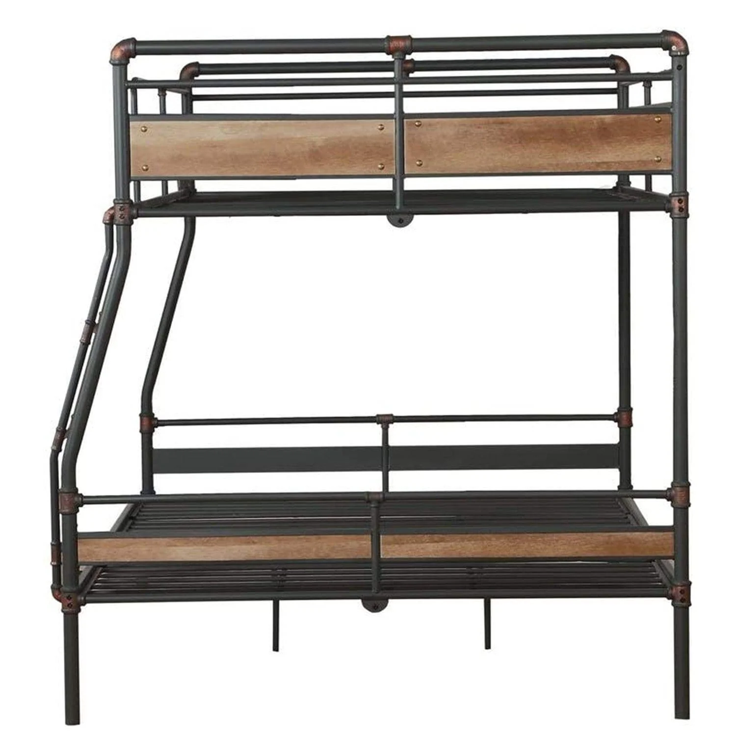Dark Brown Full Industrial Metal Bunk Bed - Image 3