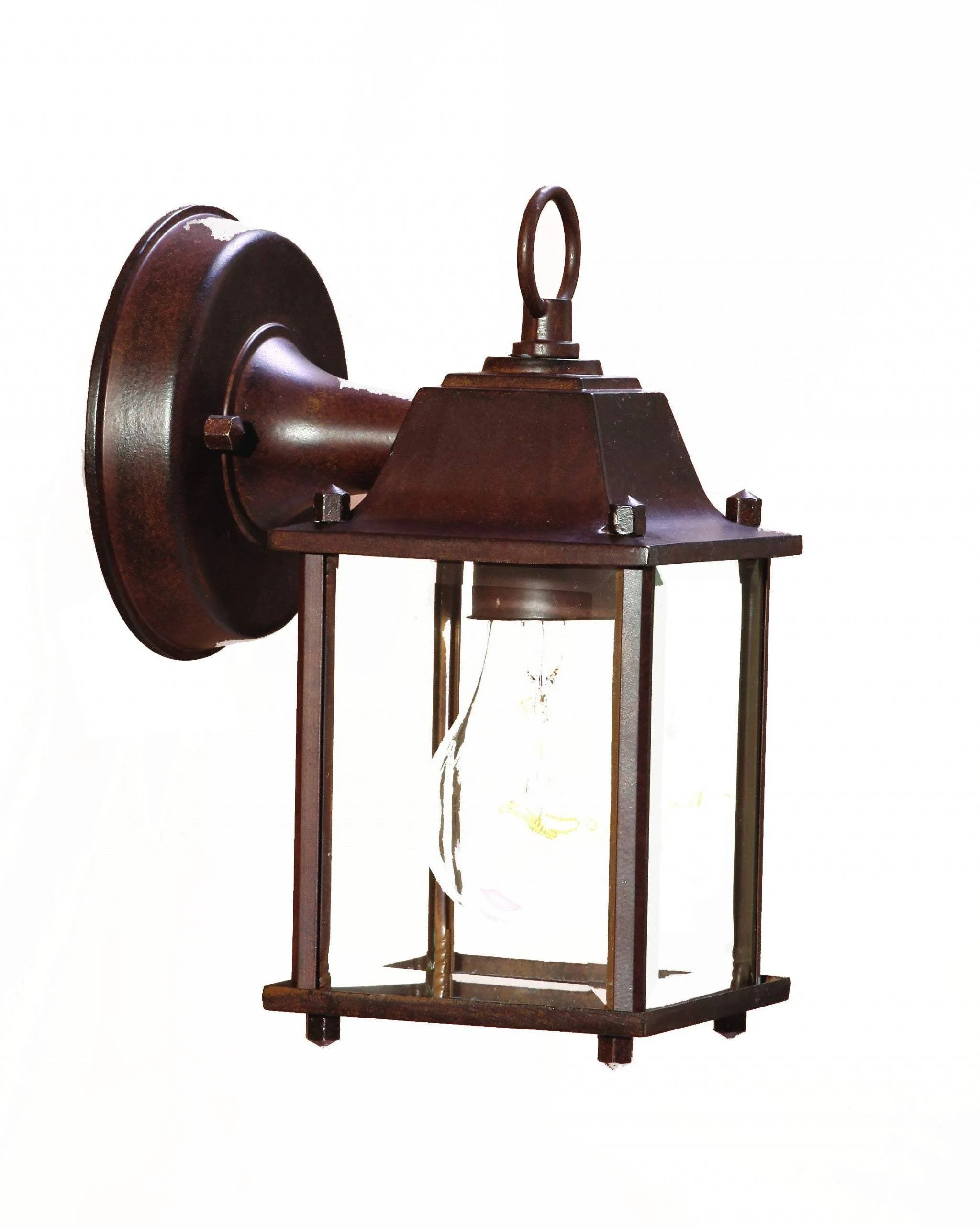 Dark Brown Hanging Glass Lantern Wall Light - Image 3