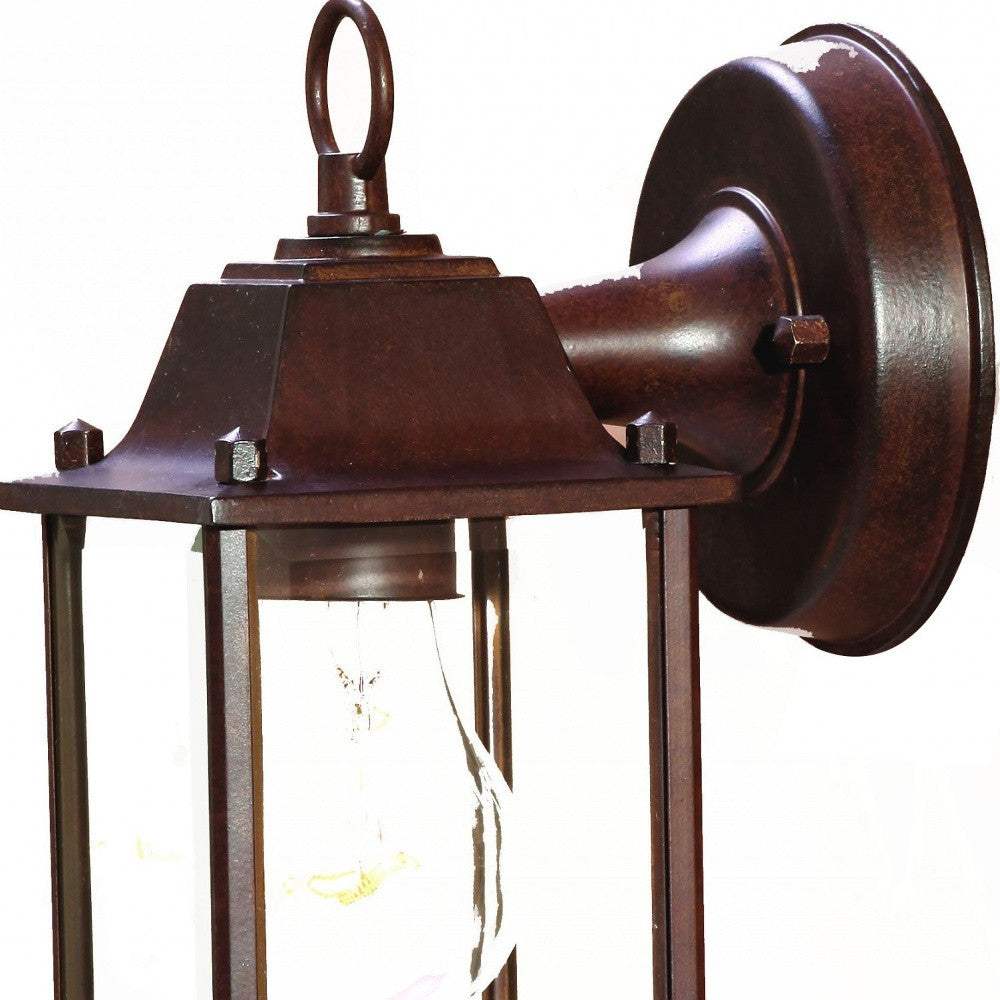 Dark Brown Hanging Glass Lantern Wall Light - Image 4