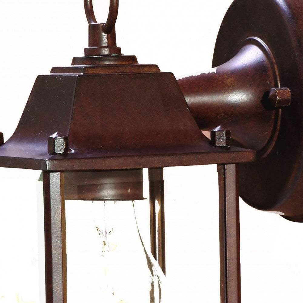 Dark Brown Hanging Glass Lantern Wall Light - Image 5