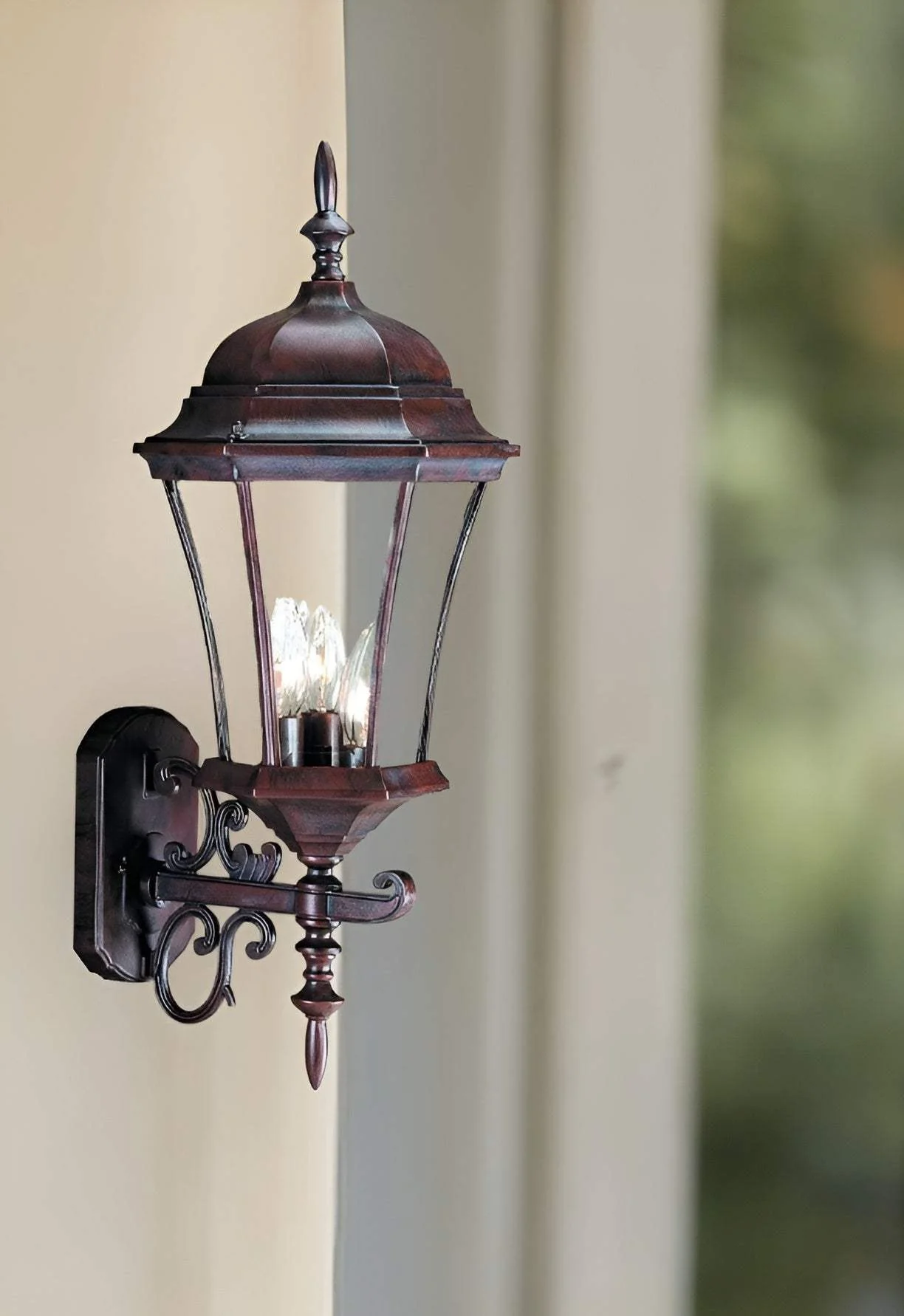 Dark Brown Ornamental Carousel Lantern Wall Light - Image 2