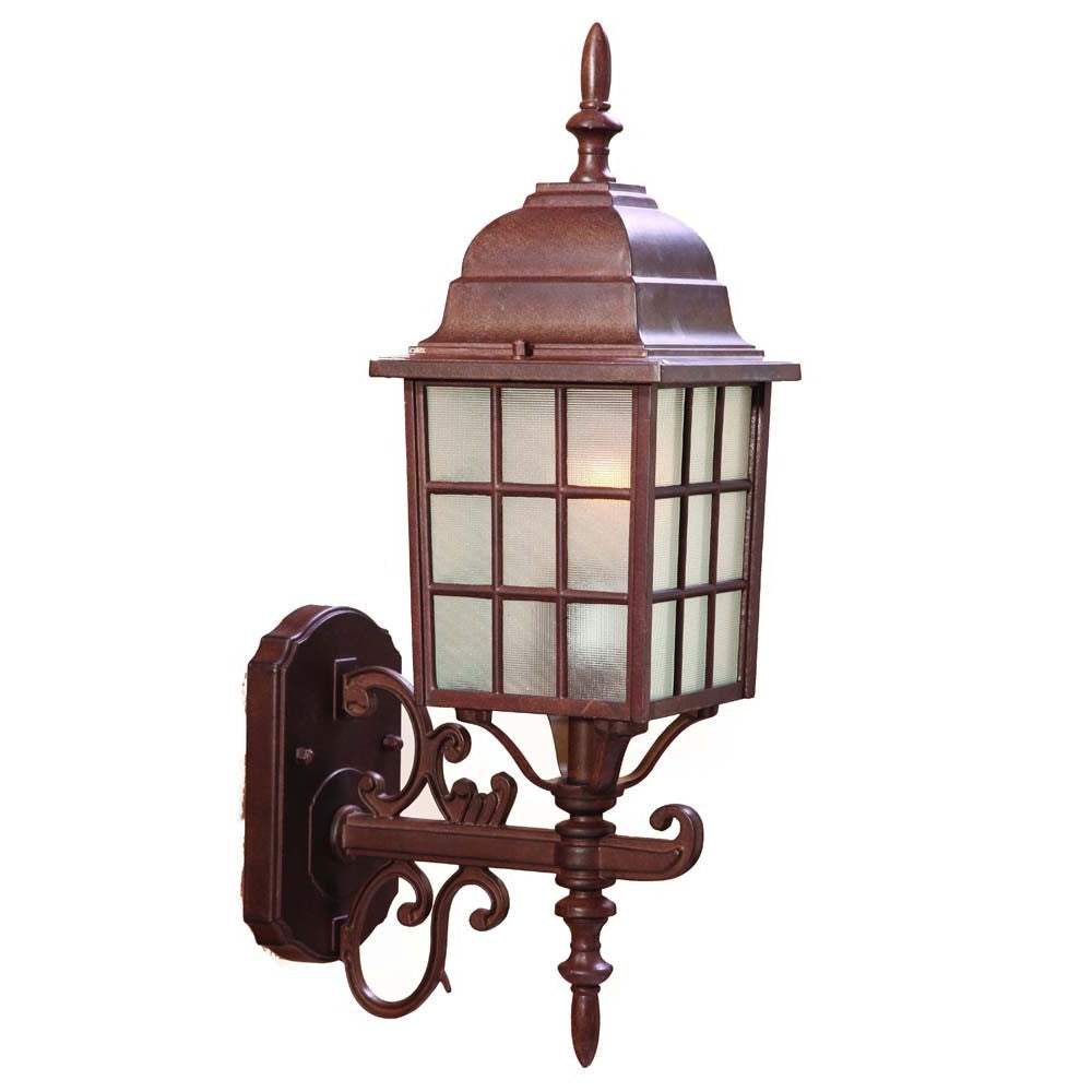 Dark Brown Window Pane Lantern Wall Sconce - Image 3