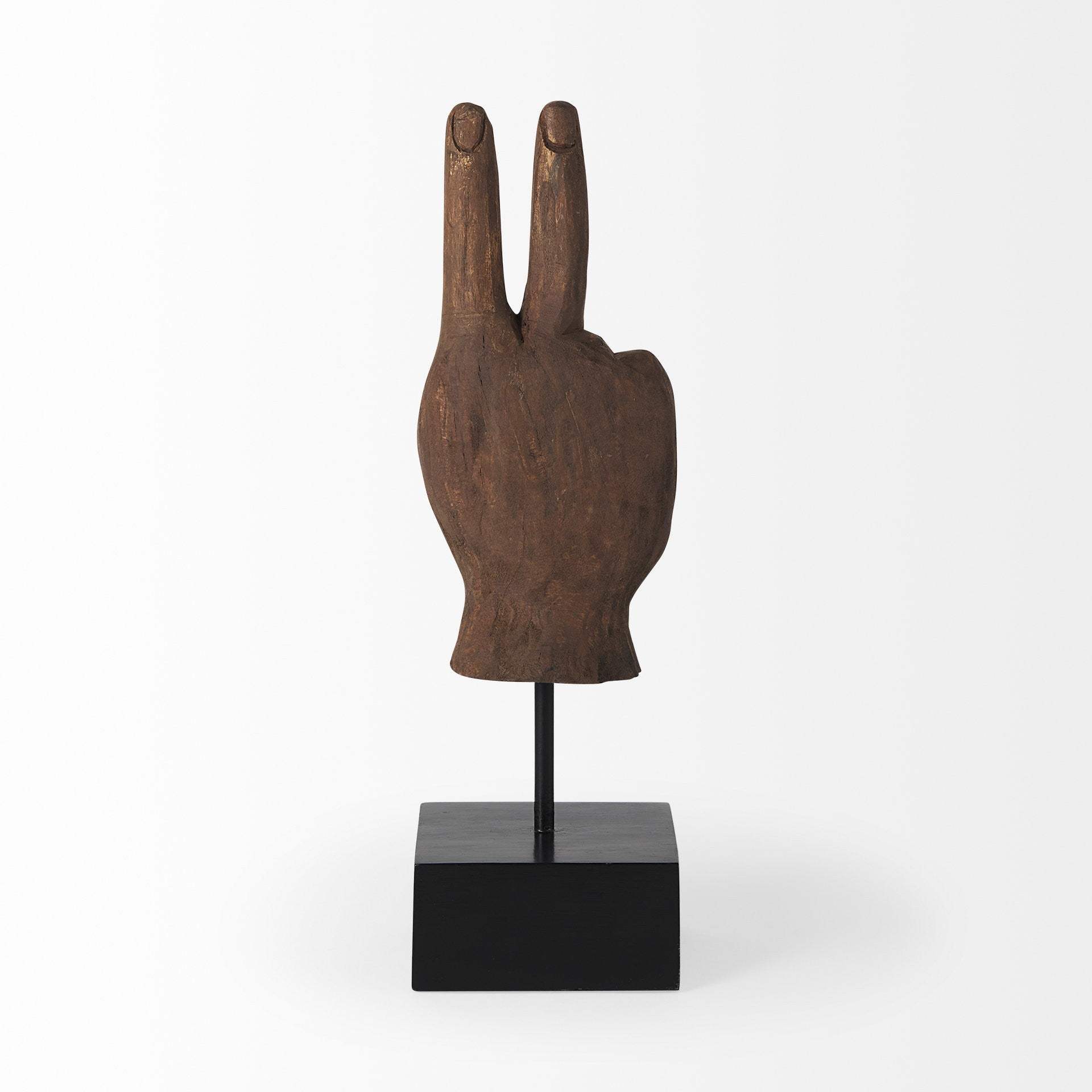 Dark Brown Wooden Peace Sign Decor Piece - Image 4