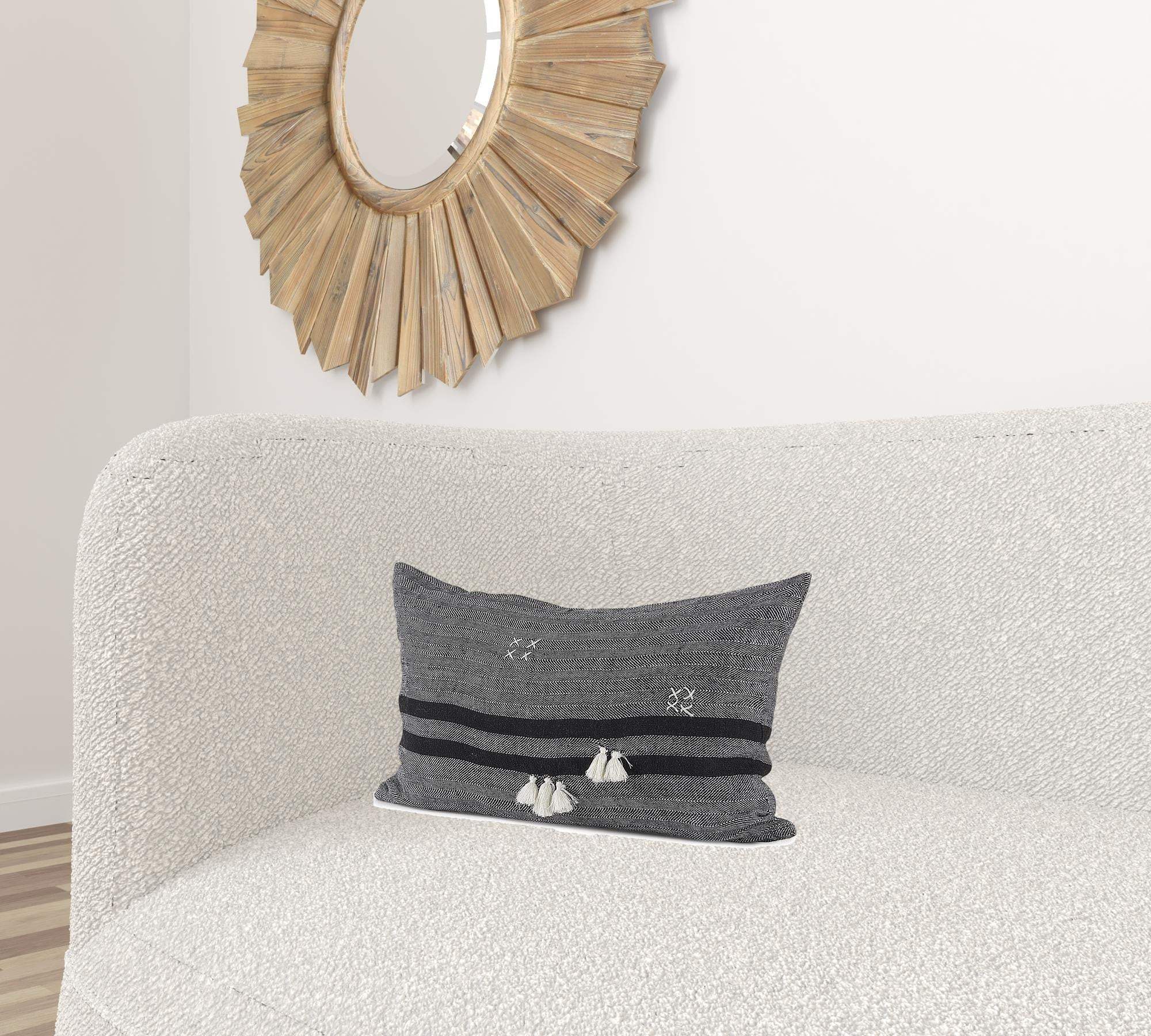 Dark Gray Detailed Lumbar Throw Pillow Cover - Image 2