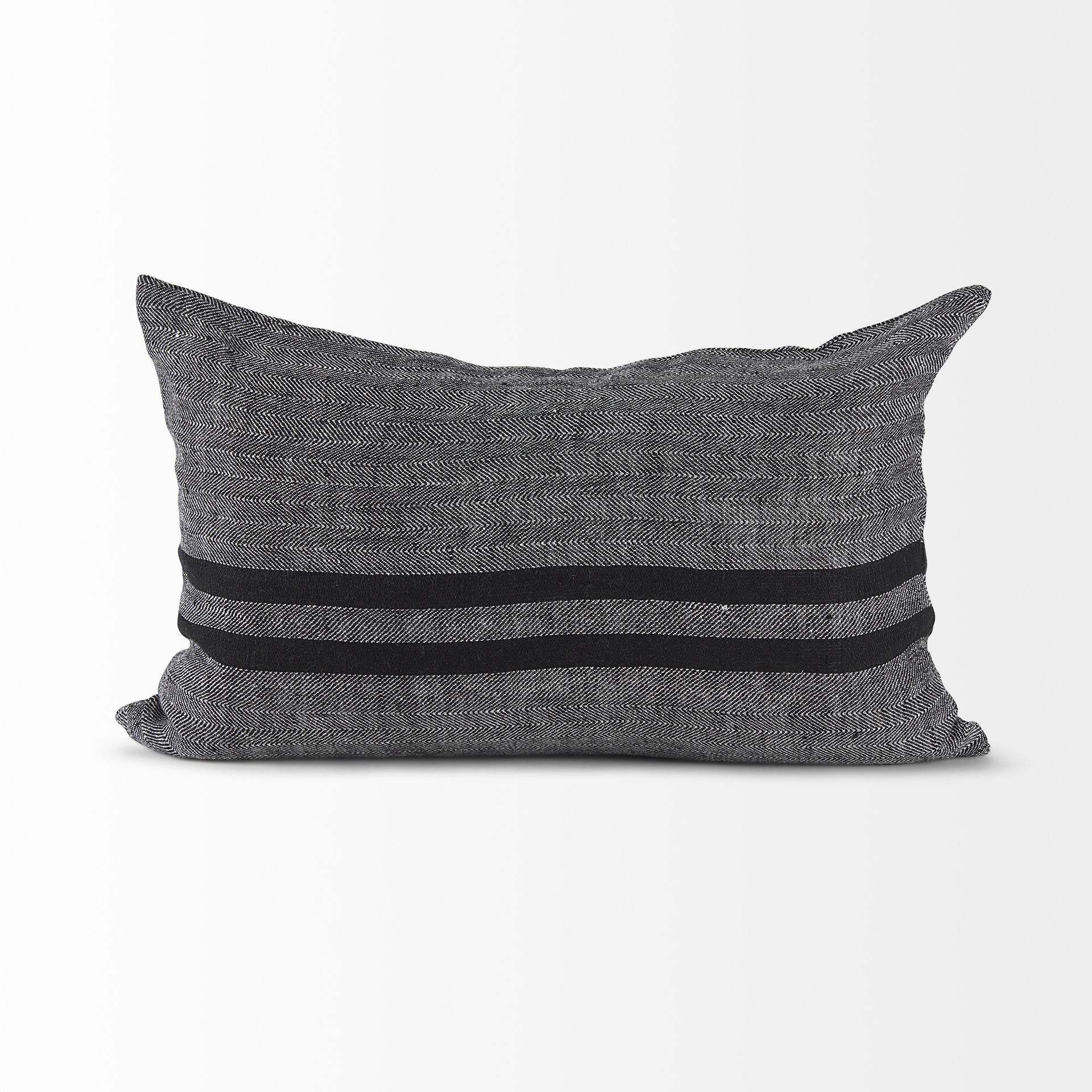 Dark Gray Detailed Lumbar Throw Pillow Cover - Image 5