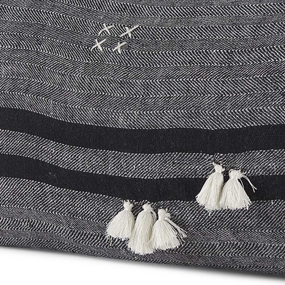 Dark Gray Detailed Lumbar Throw Pillow Cover - Image 9