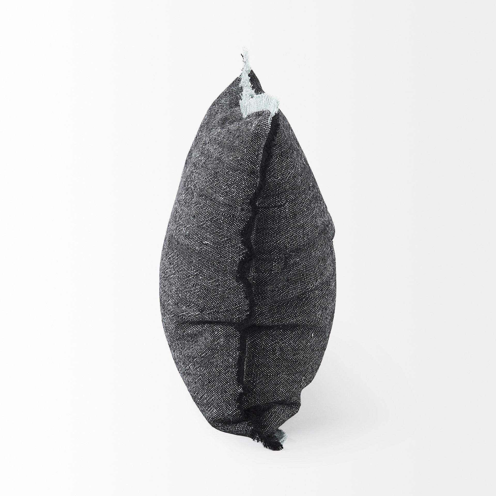Dark Gray Fringed Throw Pillow Cover - Image 4