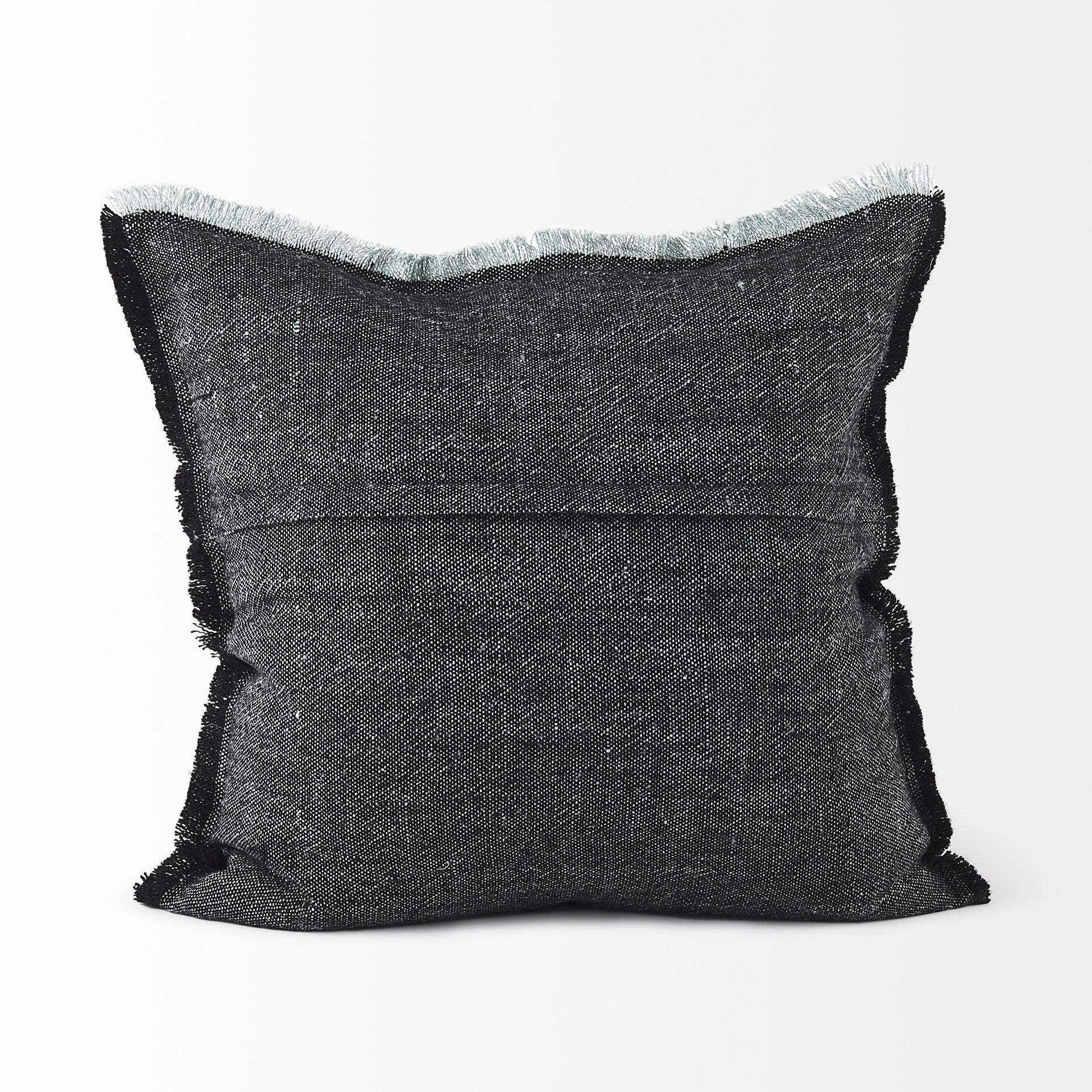 Dark Gray Fringed Throw Pillow Cover - Image 5