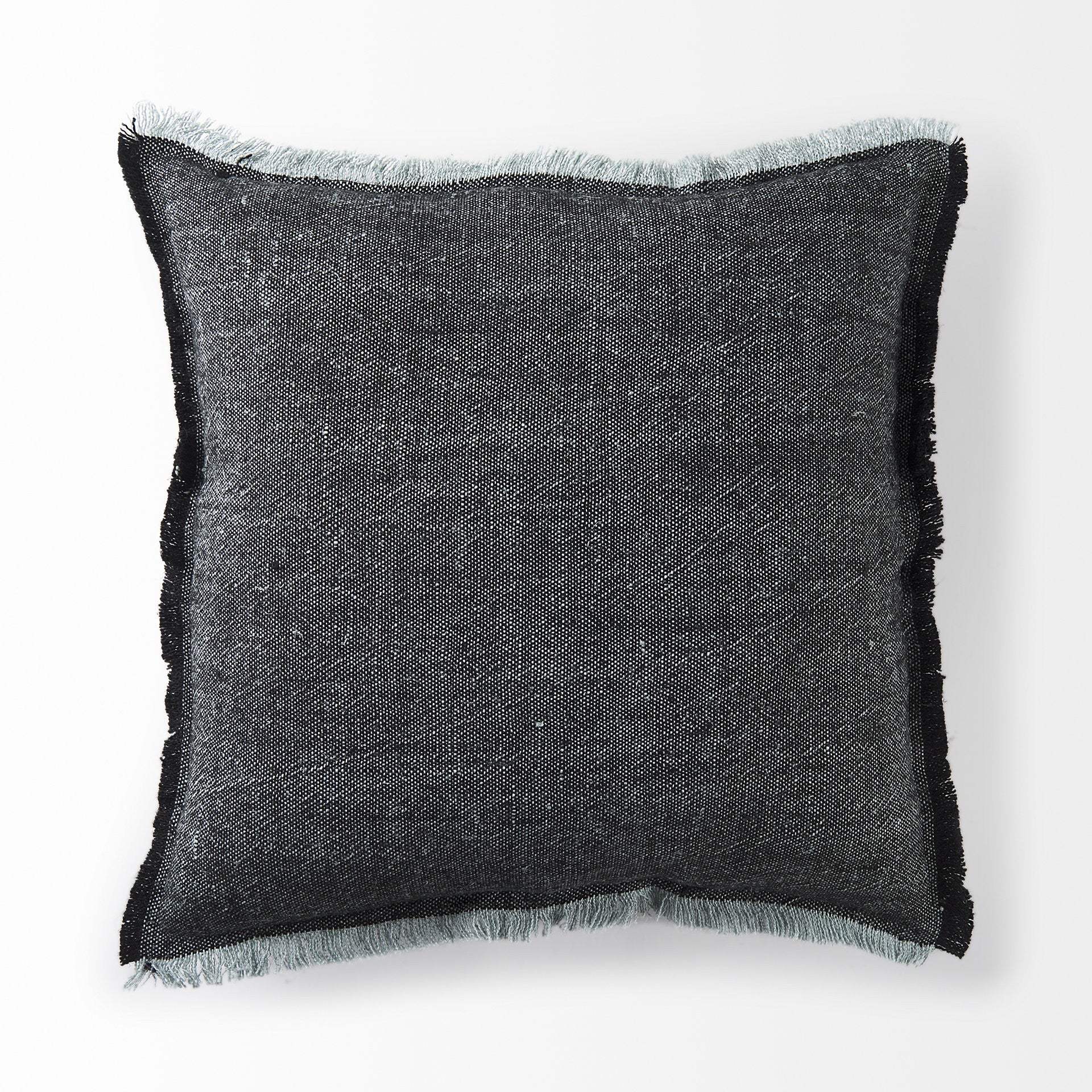 Dark Gray Fringed Throw Pillow Cover - Image 6