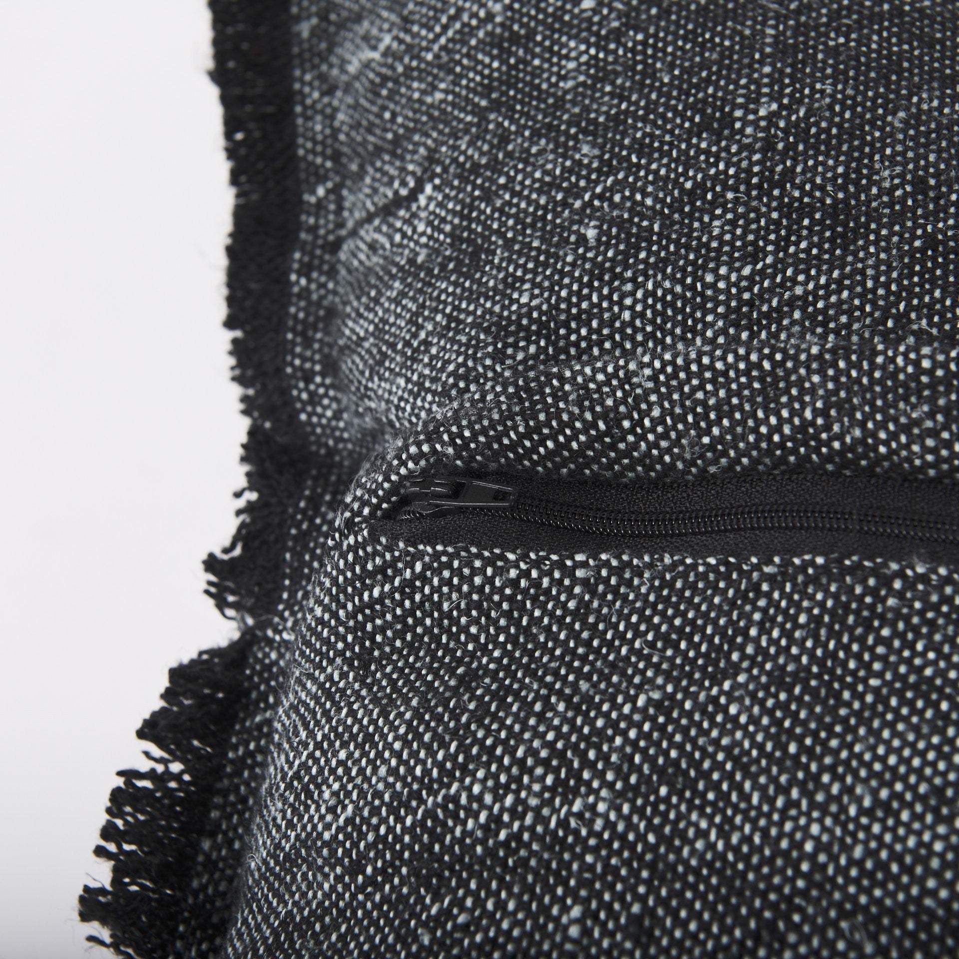 Dark Gray Fringed Throw Pillow Cover - Image 8