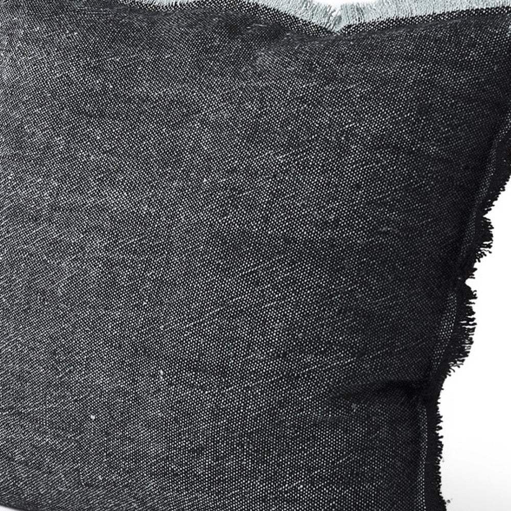 Dark Gray Fringed Throw Pillow Cover - Image 9