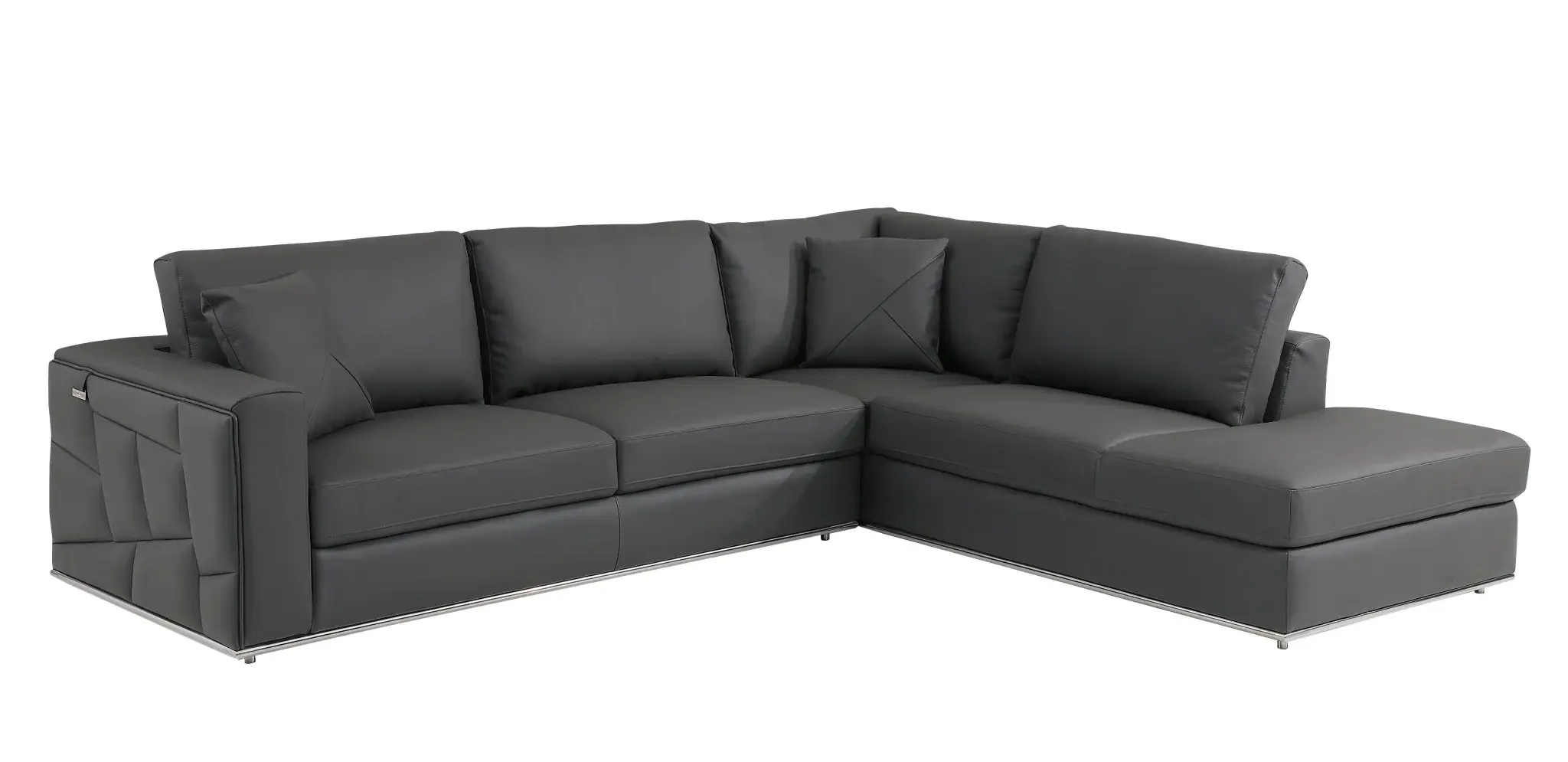 Dark Gray Italian Leather L Shaped Two Piece Corner Sectional - Image 2