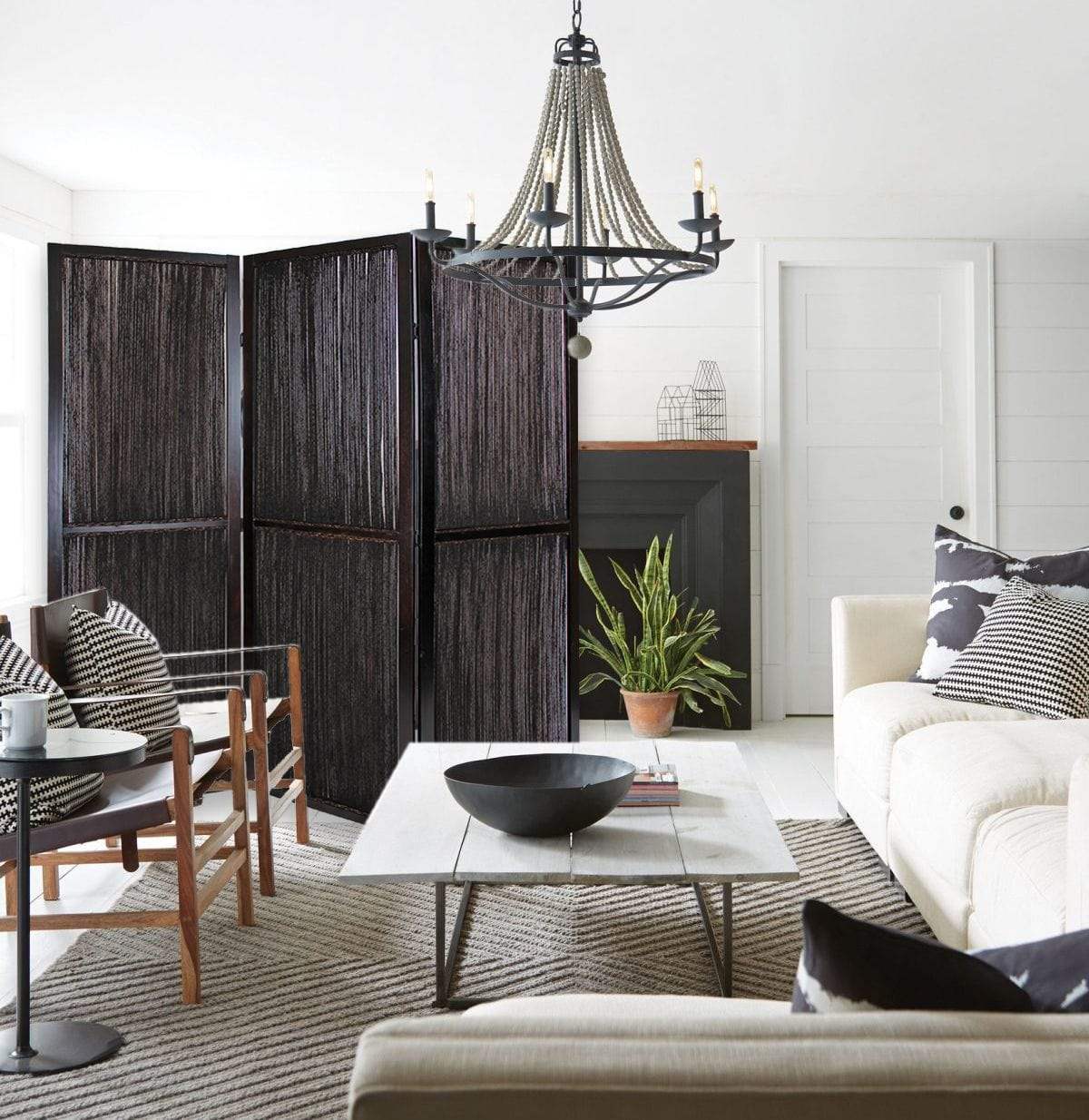 Dark Wood And Water Hyacinth 3 Panel Room Divider Screen - Image 6