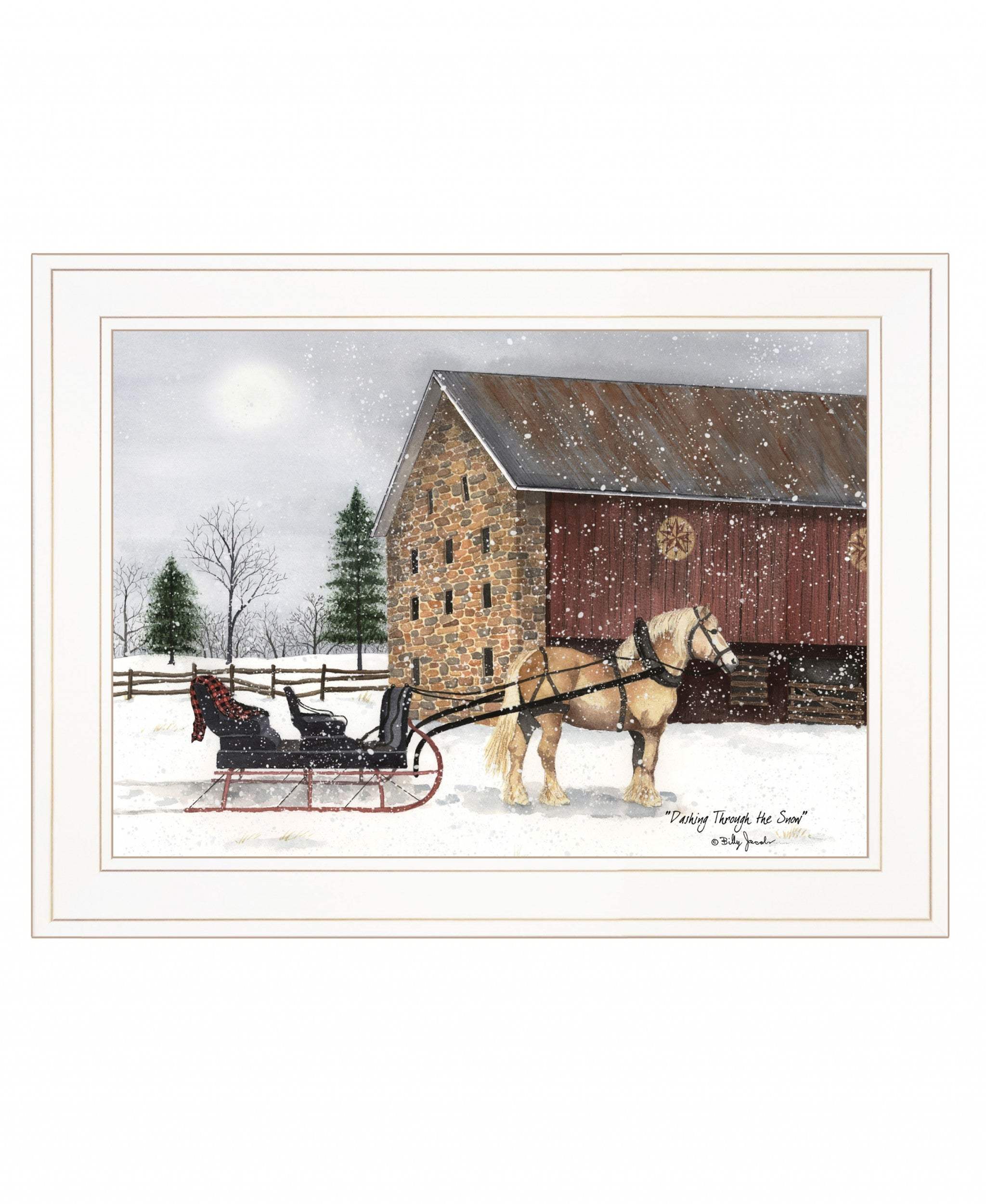 Dashing Through The Snow 1 White Framed Print Wall Art - Image 2