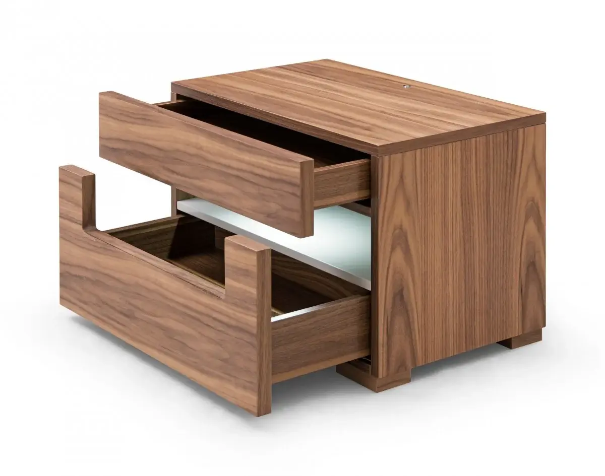 Dazzling contemporary LED Walnut Nightstand with Two Drawers - Image 3