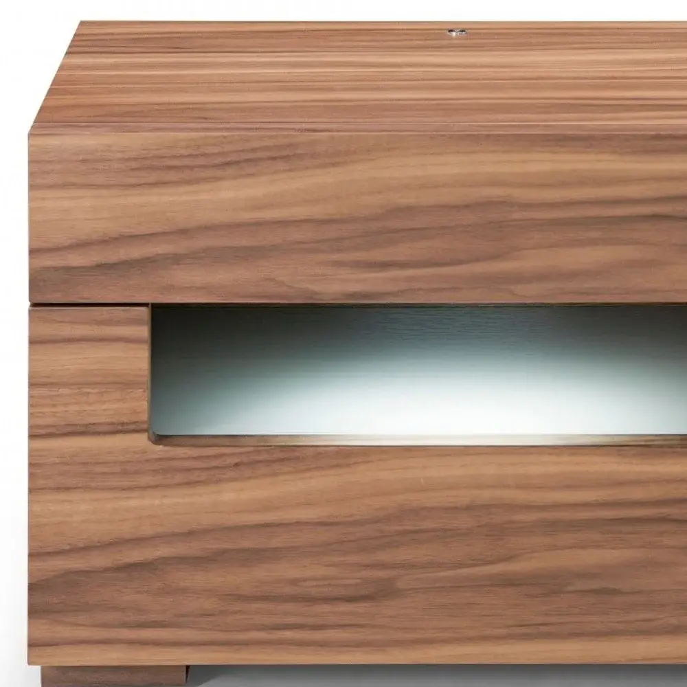 Dazzling contemporary LED Walnut Nightstand with Two Drawers - Image 5