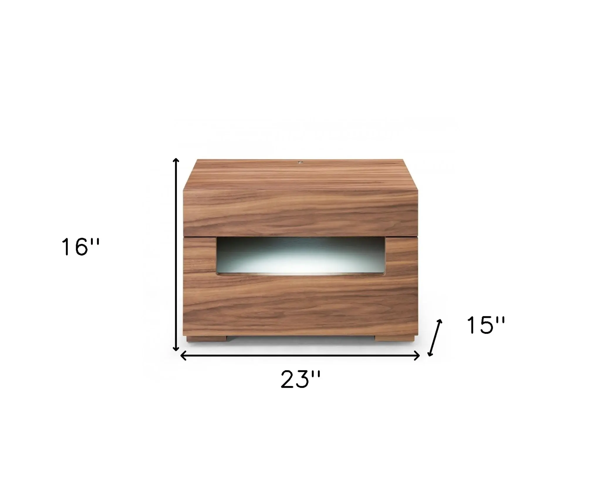 Dazzling contemporary LED Walnut Nightstand with Two Drawers - Image 7