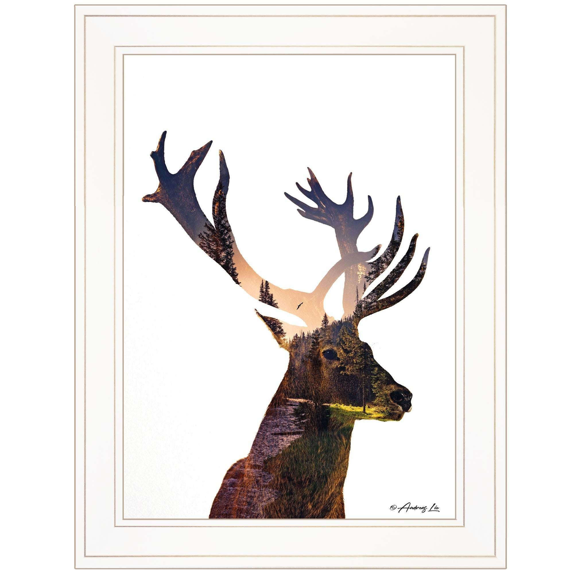 Deer in the Forest 1 White Framed Print Wall Art - Image 2