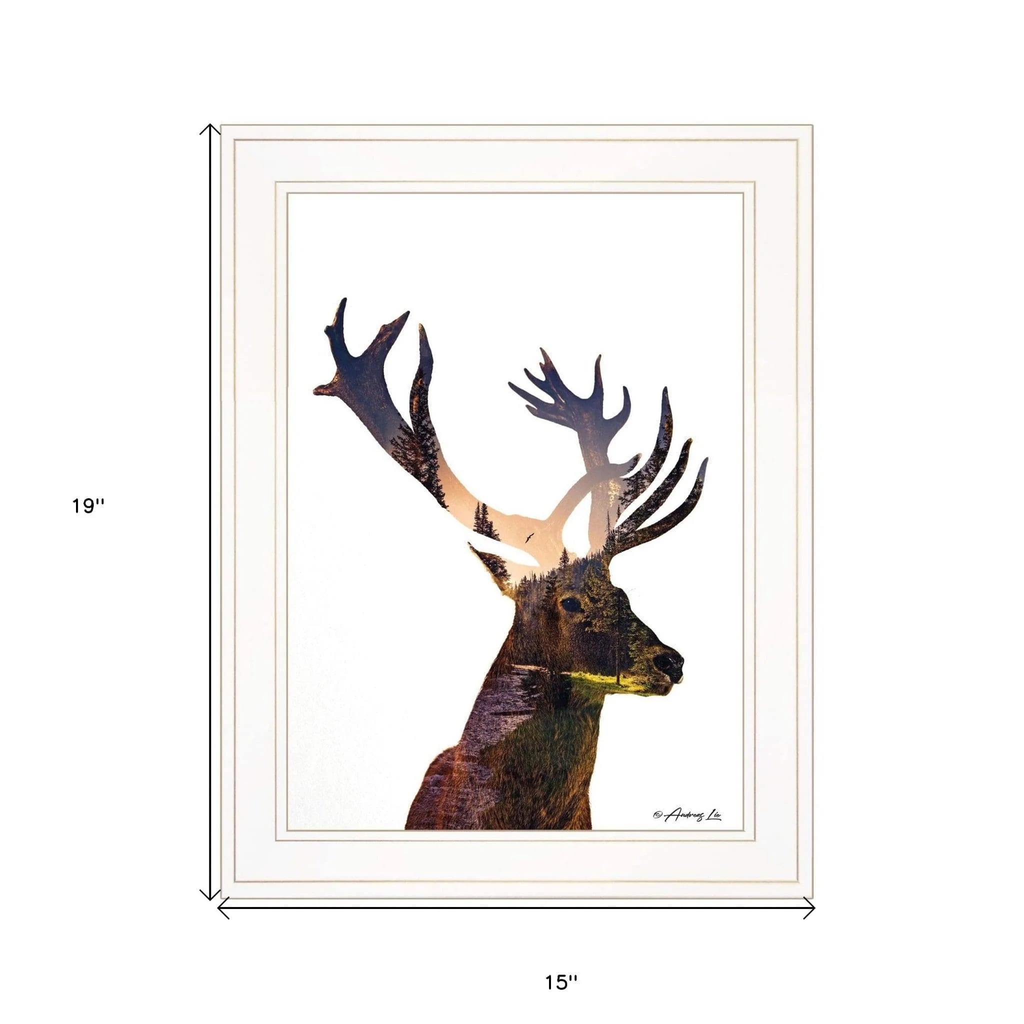 Deer in the Forest 1 White Framed Print Wall Art - Image 5