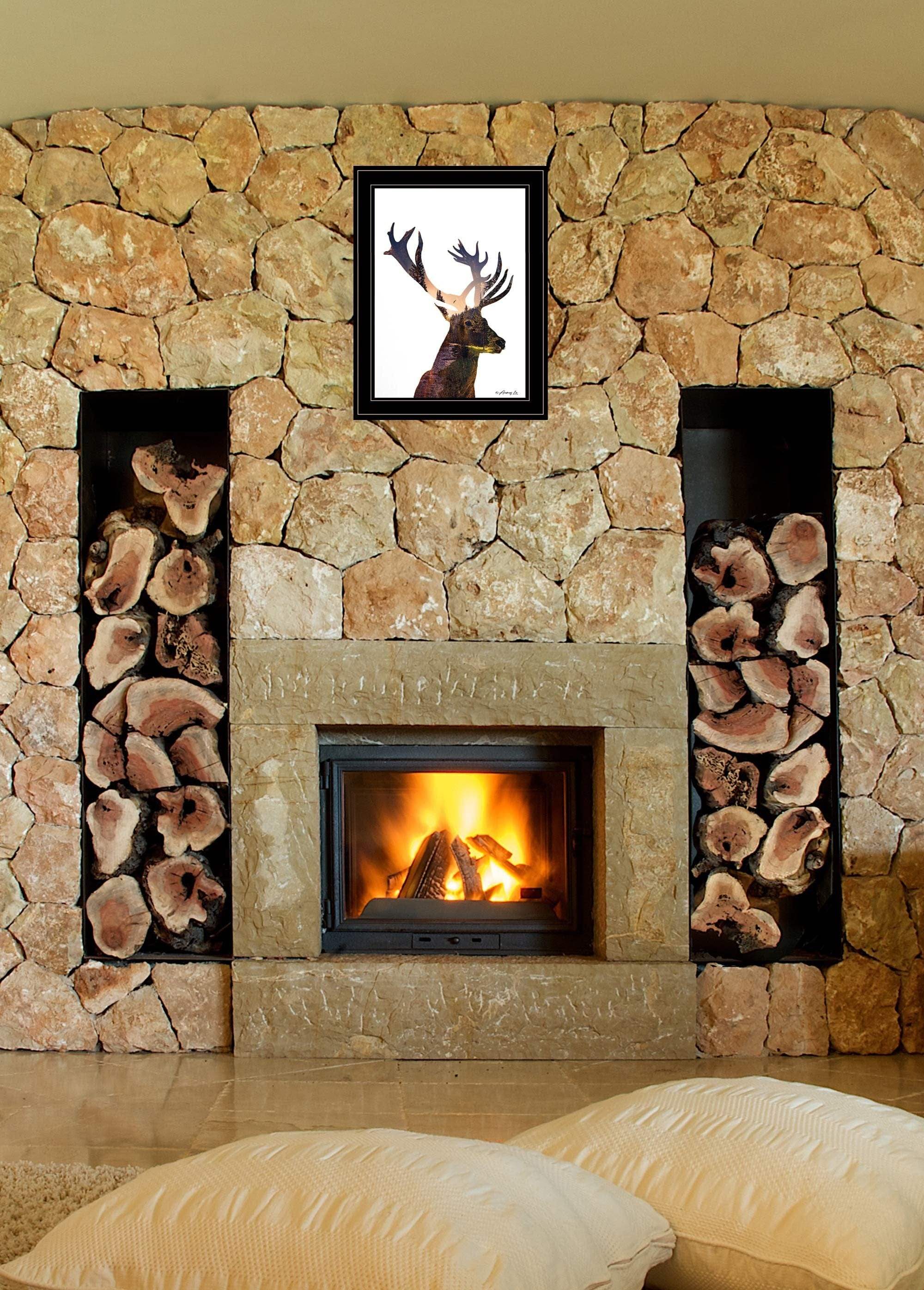 Deer in the Forest 2 Black Framed Print Wall Art - Image 4