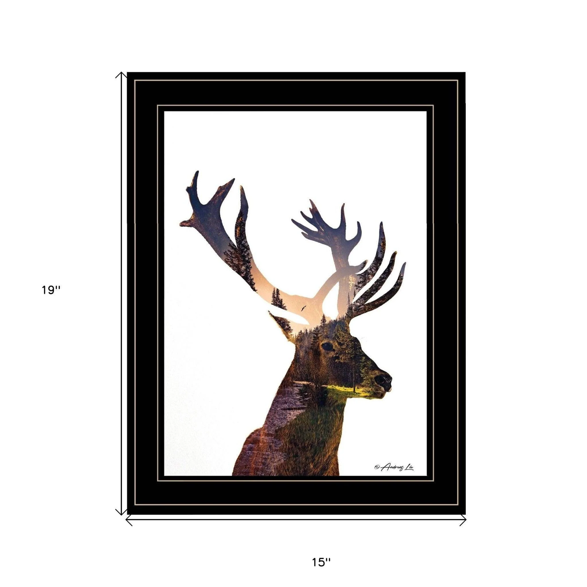 Deer in the Forest 2 Black Framed Print Wall Art - Image 5