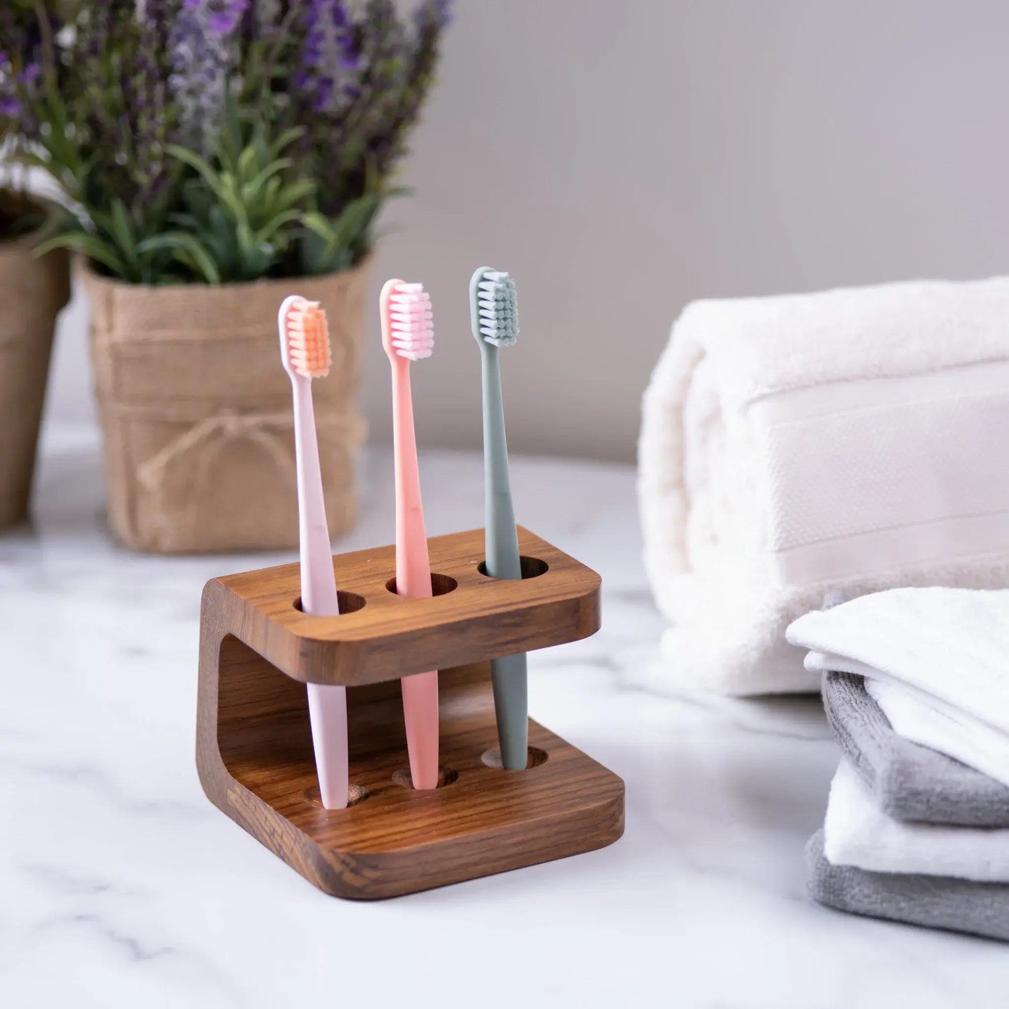 Designer Genuine Teak Toothbrush Holder - Image 8