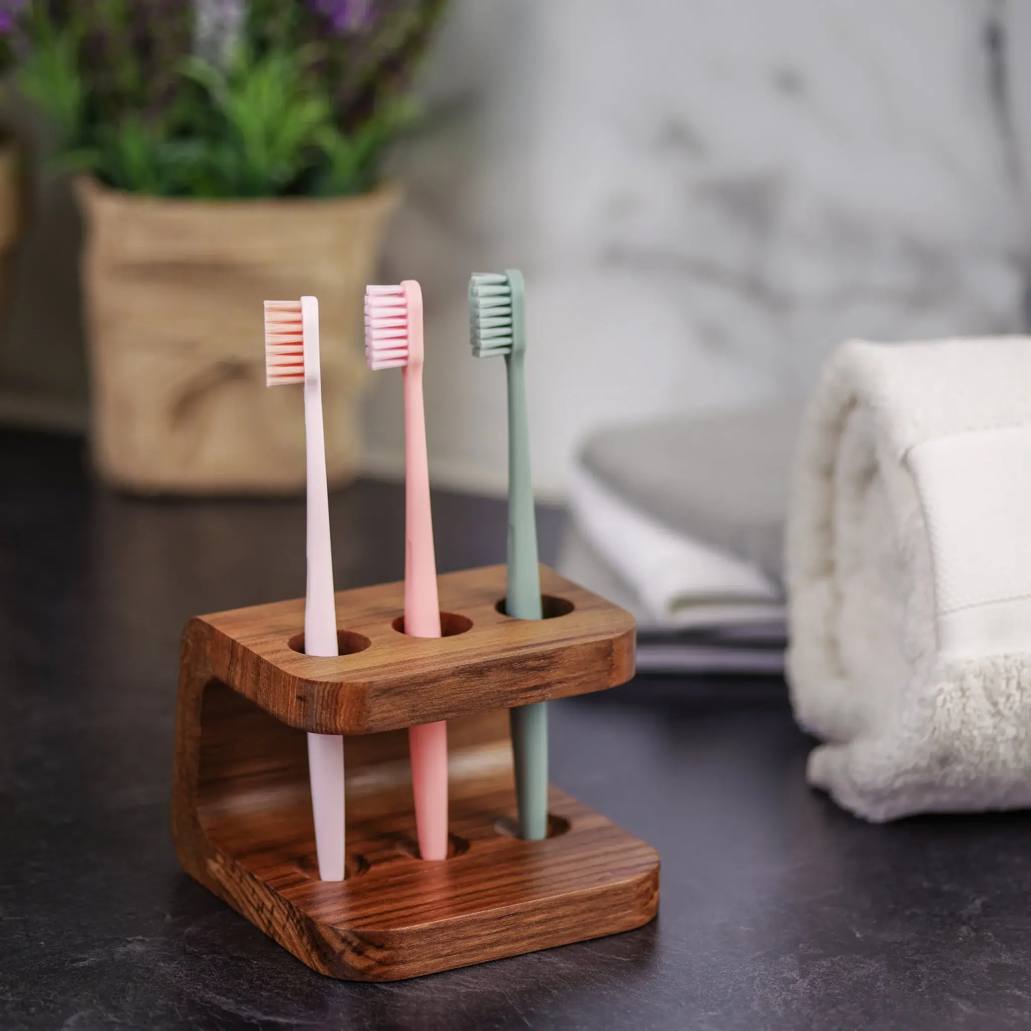 Designer Genuine Teak Toothbrush Holder - Image 9