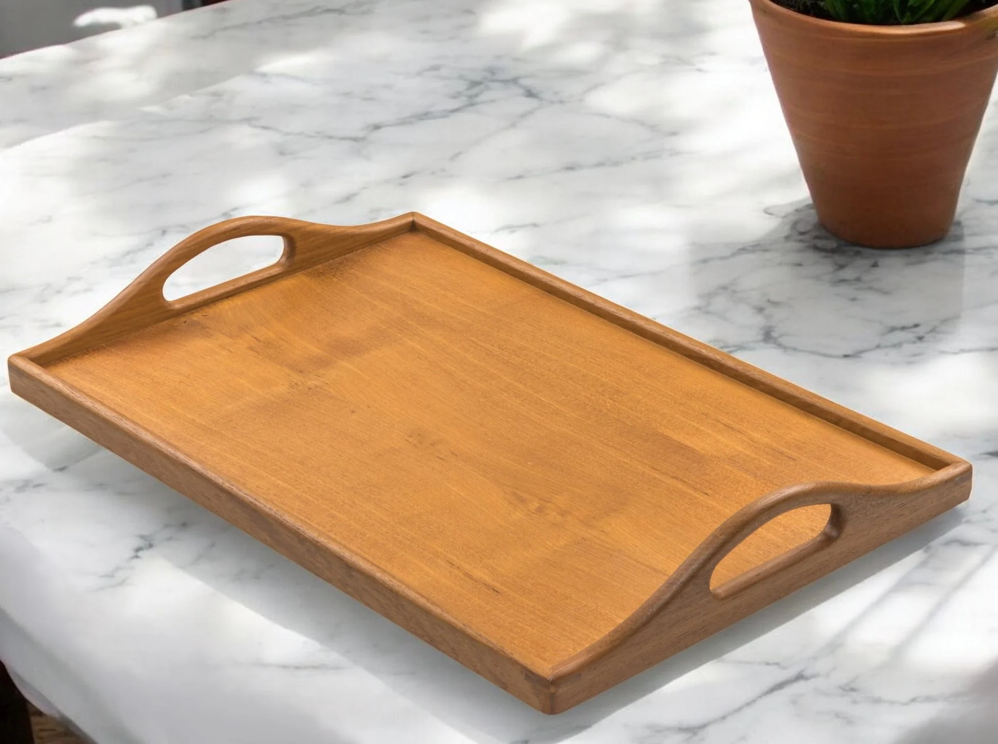 Designer Solid Teak 19" Serving Tray - Image 2